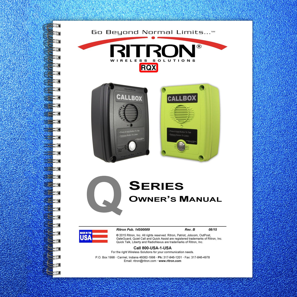 RITRON RQX Q-Series Wireless Callbox Owners Manual 2015 - WIRE BOUND - COVERS