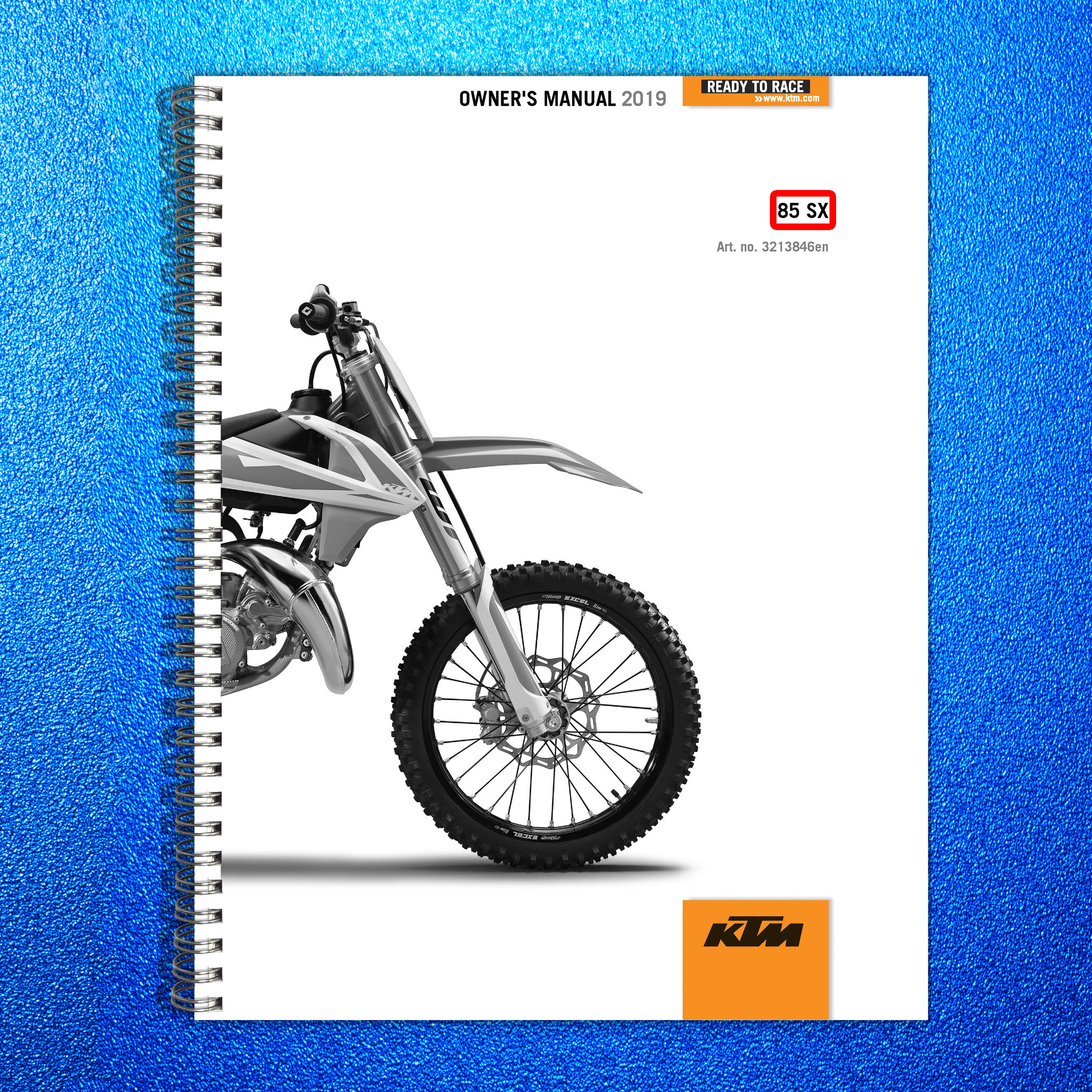 KTM 85 SX 1714 1916 Owners Manual 2019 - STEEL WIRE BOUND - PROTECTIVE COVERS