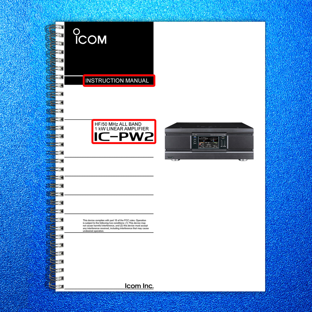 ICOM IC-PW2 Amplifier Instruction Manual - STEEL WIRE BOUND - PROTECTIVE COVERS