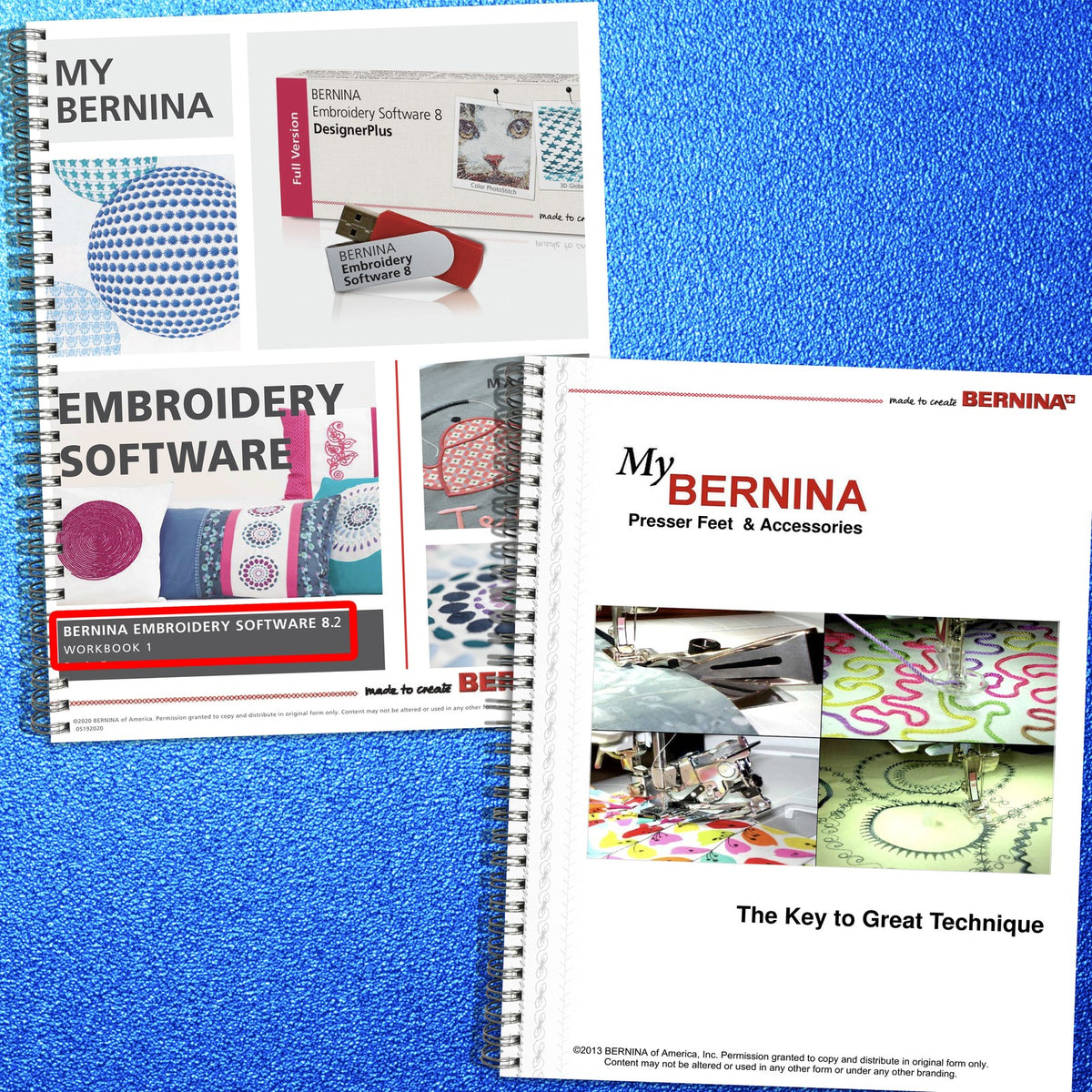 BERNINA Embroidery Software 82 Presser Feet Workbook Manual BUNDLE - WIRE BOUND