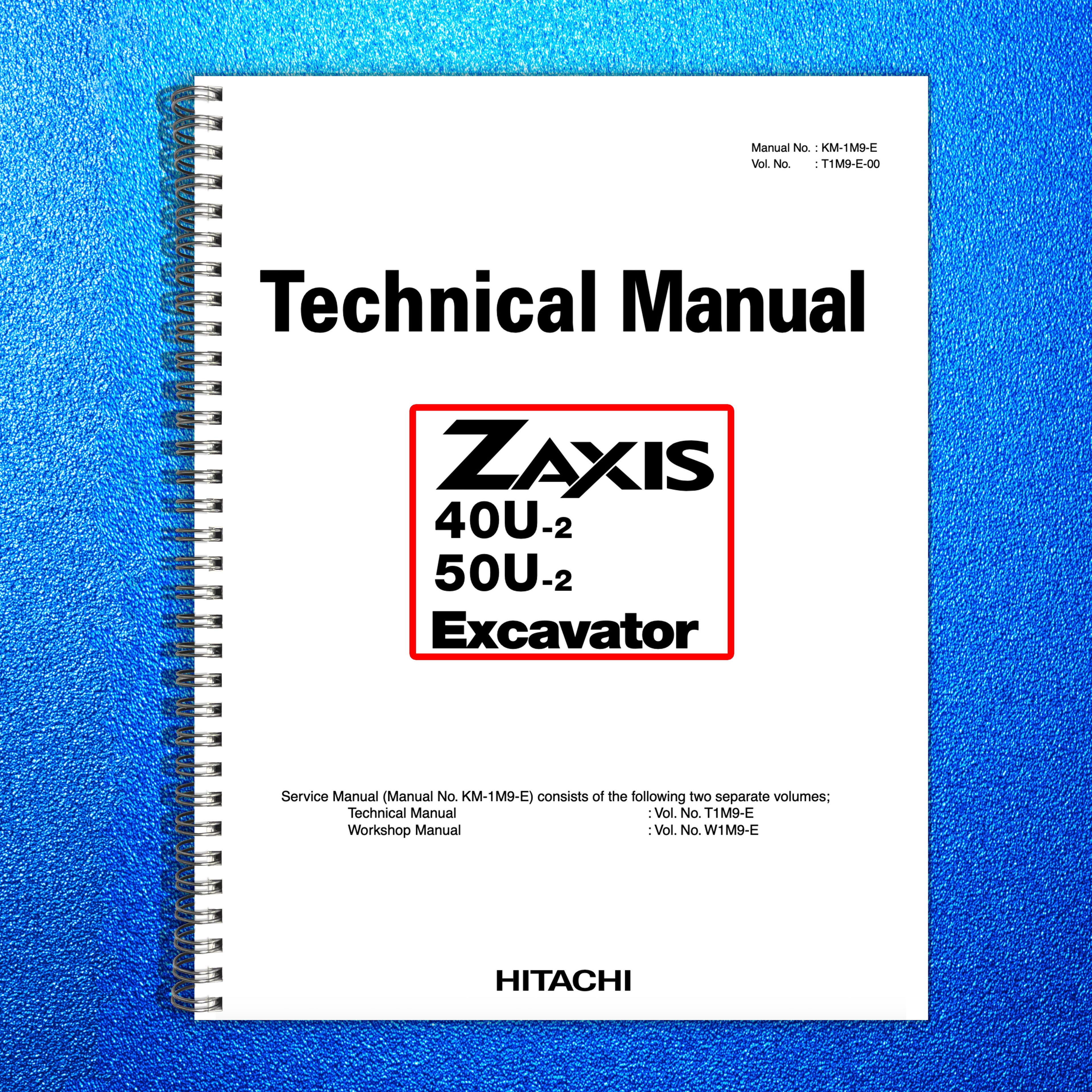 HITACHI ZAXIS 40U-2 50U-2 EXCAVATOR TECHNICAL MANUAL - WIRE BOUND - TOUGH COVERS