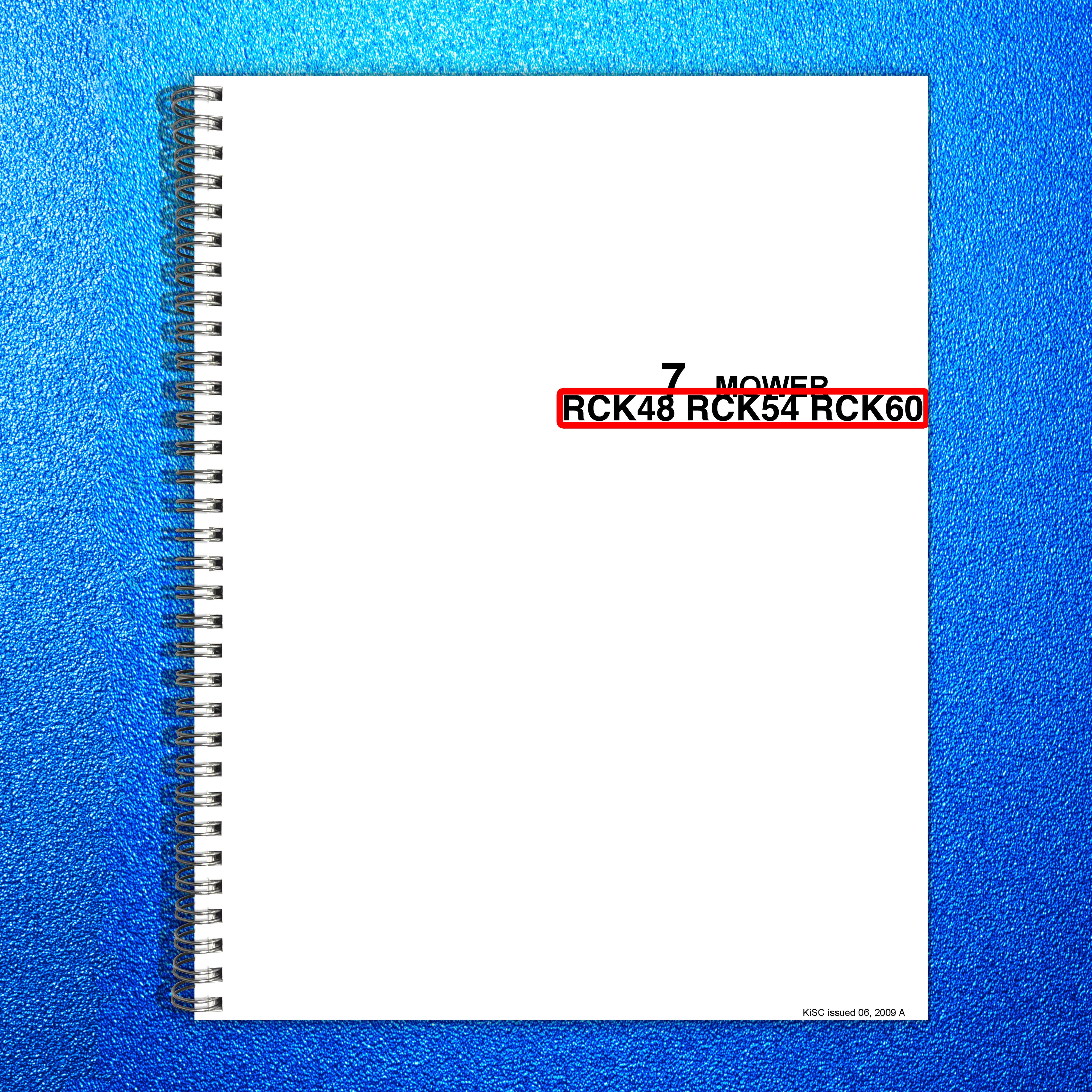 KUBOTA RCK48 RCK54 RCK60 Mower Workshop Manual - STEEL WIRE BOUND - TOUGH COVERS