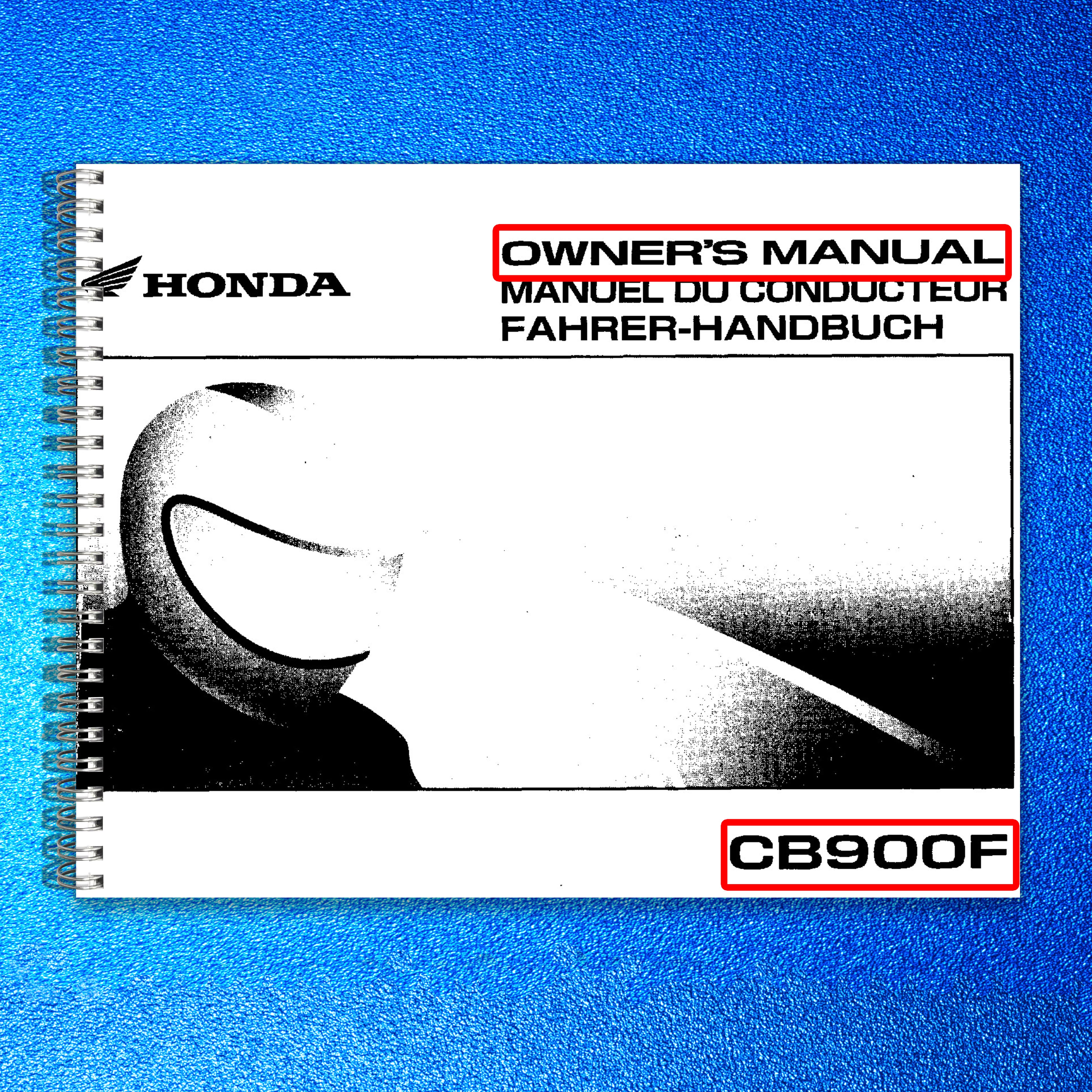 HONDA CB900F Motorcycle Owners Manual 2001 - BOUND - COVERS - XL FOLDOUT PAGES