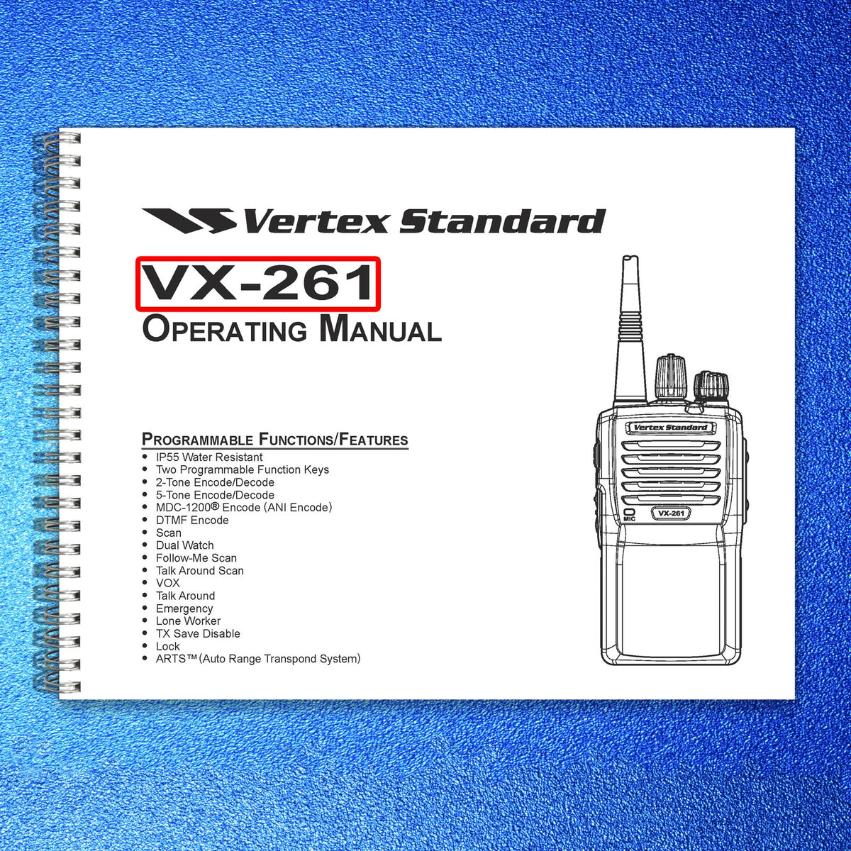 VERTEX STANDARD VX-261 Two-Way Radio Operating Manual - WIRE BOUND - COVERS