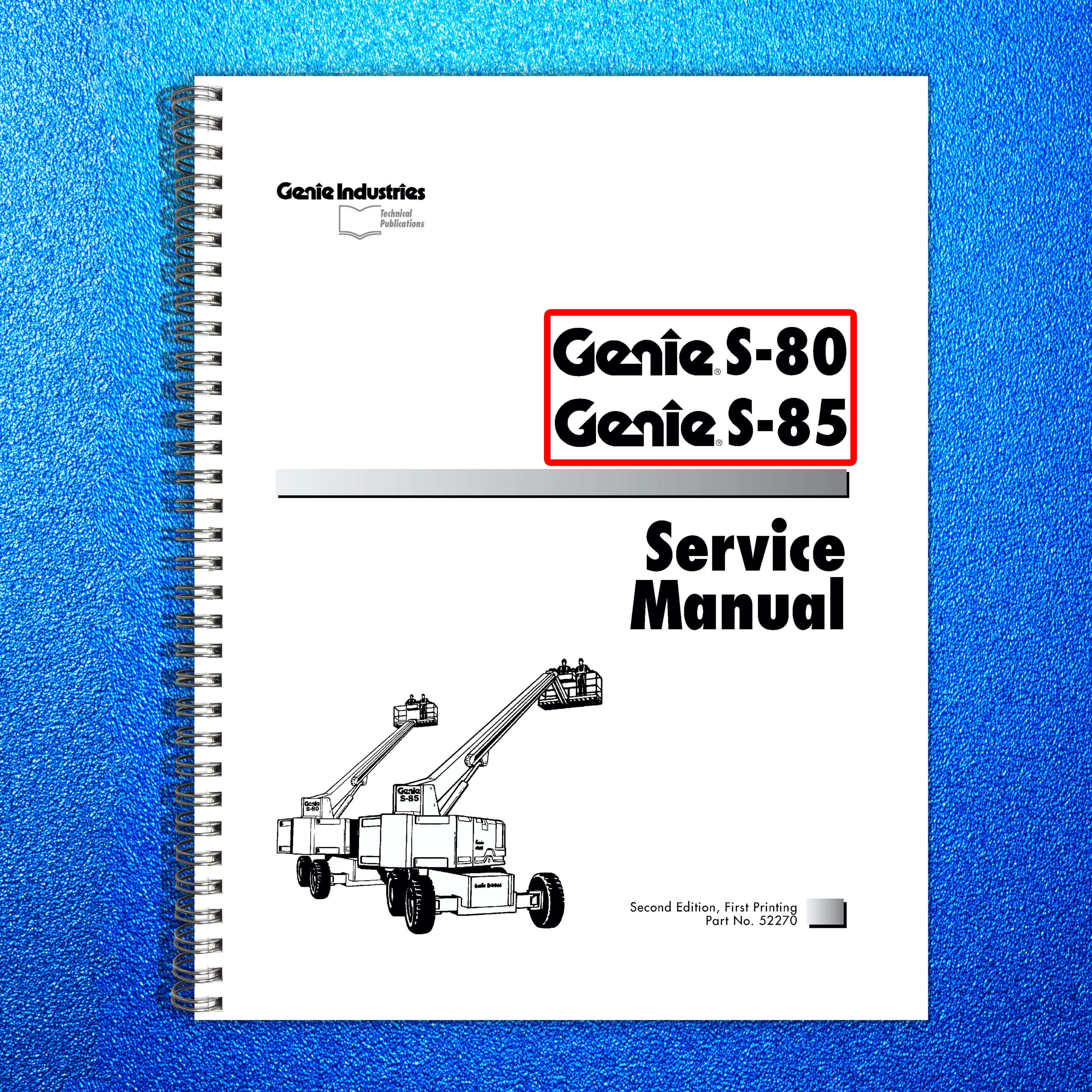 GENIE S-80 S-85 Boom Lift Service Manual 1998 - BOUND - COVERS - XL FOLDOUTS
