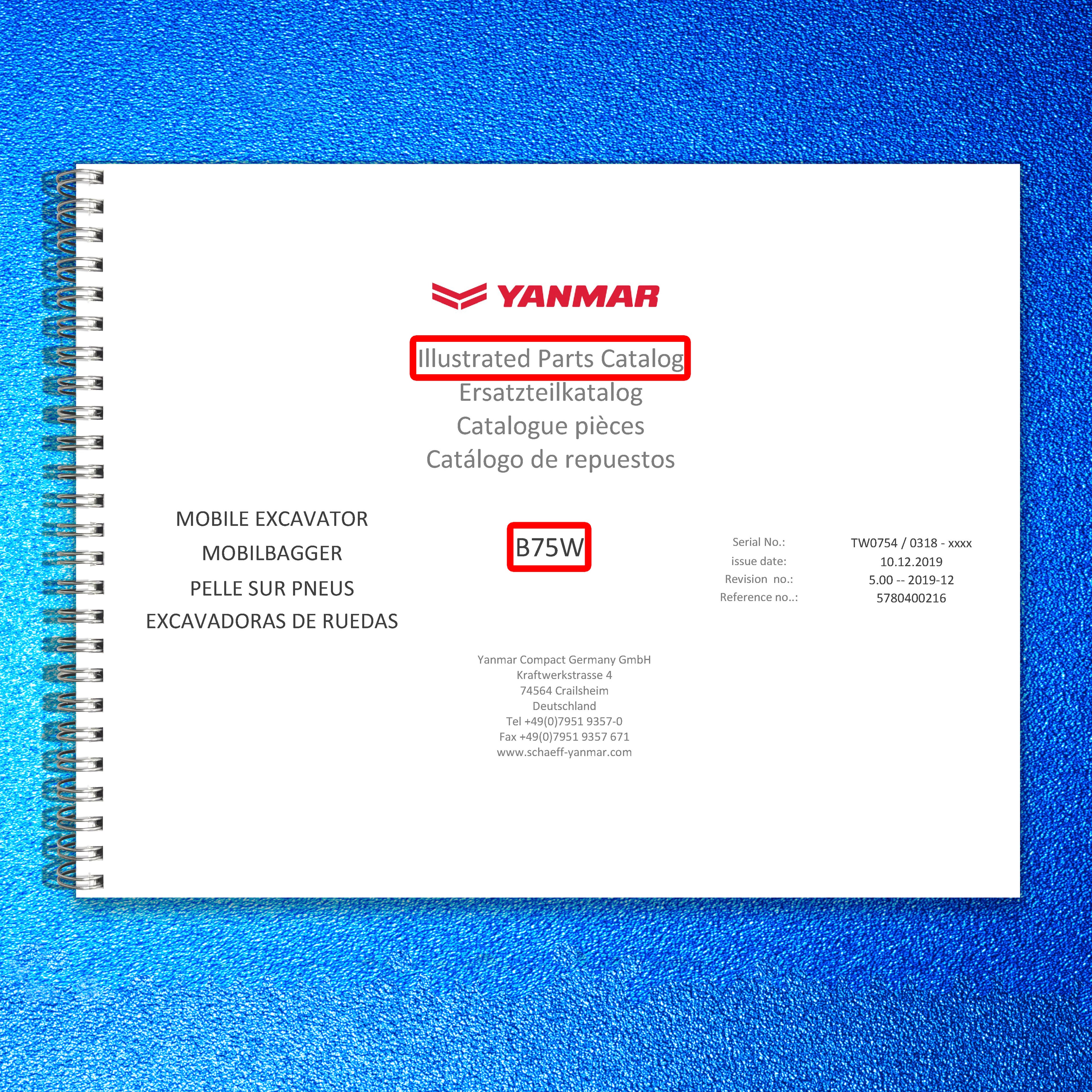 YANMAR B75W Mobile Excavator Illustrated Parts Catalog Manual 2 - WIRE BOUND