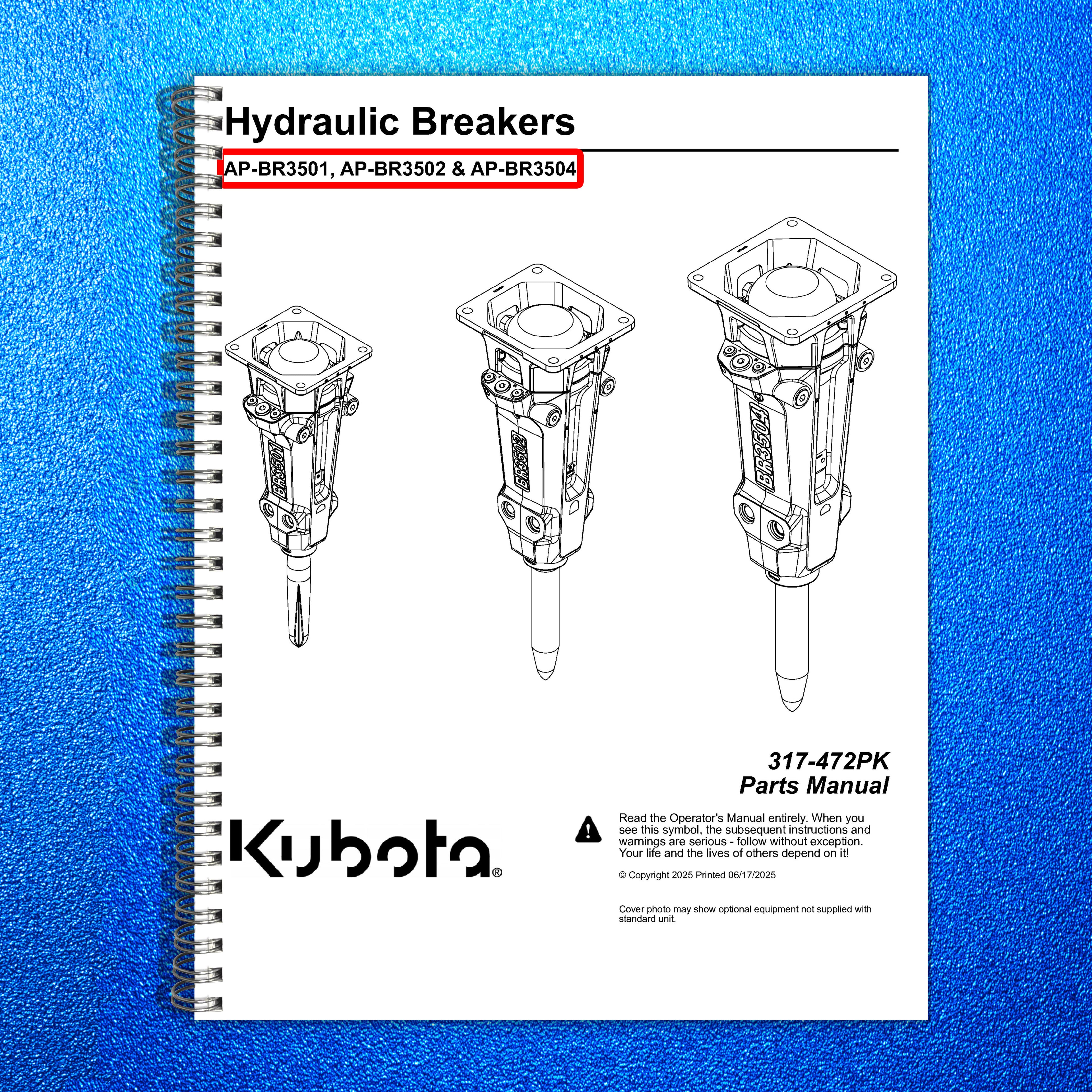 LAND PRIDE BR35 BR Series Breakers Parts Manual 2025 - WIRE BOUND - TOUGH COVERS