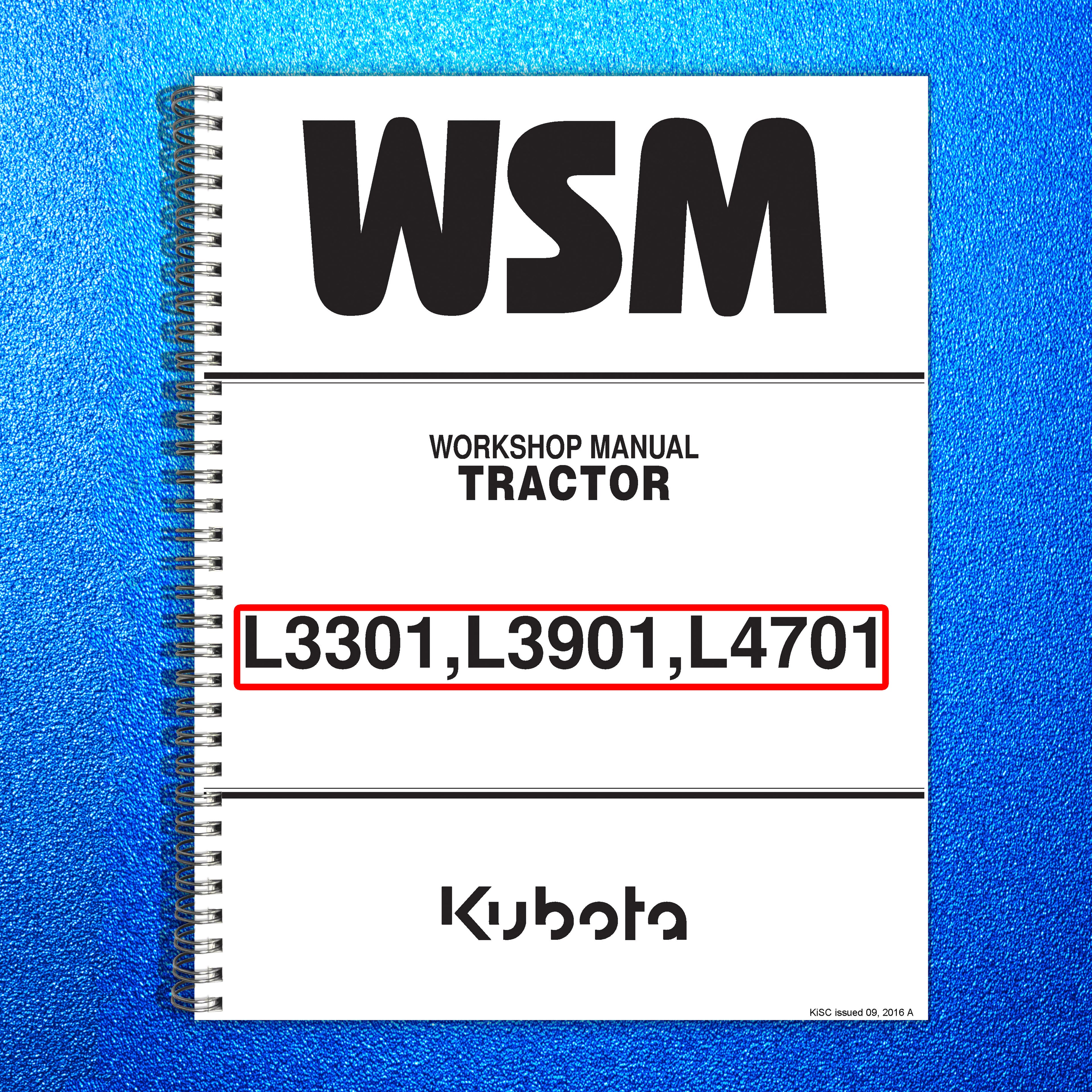 KUBOTA L3301 L3901 L4701 WORKSHOP MANUAL - STEEL WIRE BOUND - PROTECTIVE COVERS