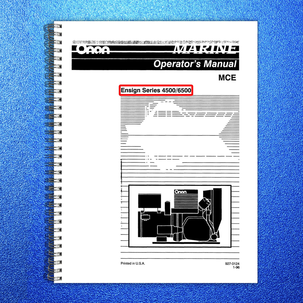 ONAN Ensign Series 4500 6500 Marine Genset Operators Manual 1996 - WIRE BOUND