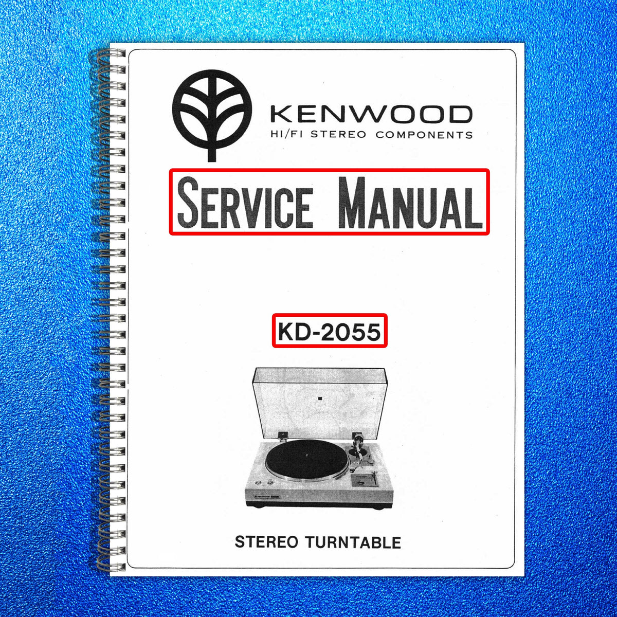 KENWOOD KD-2055 Turntable Service Manual - STEEL WIRE BOUND - PROTECTIVE COVERS