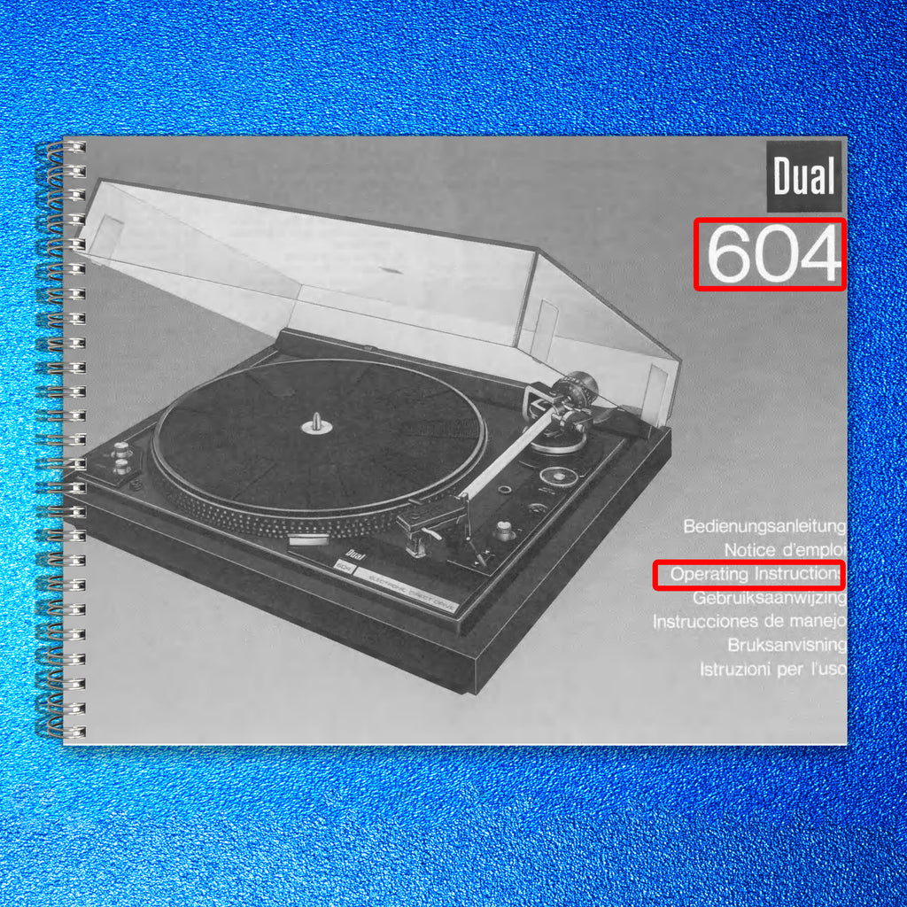 DUAL 604 Turntable Service Manual & User Manual BUNDLE, WIRE BOUND, TOUGH COVERS