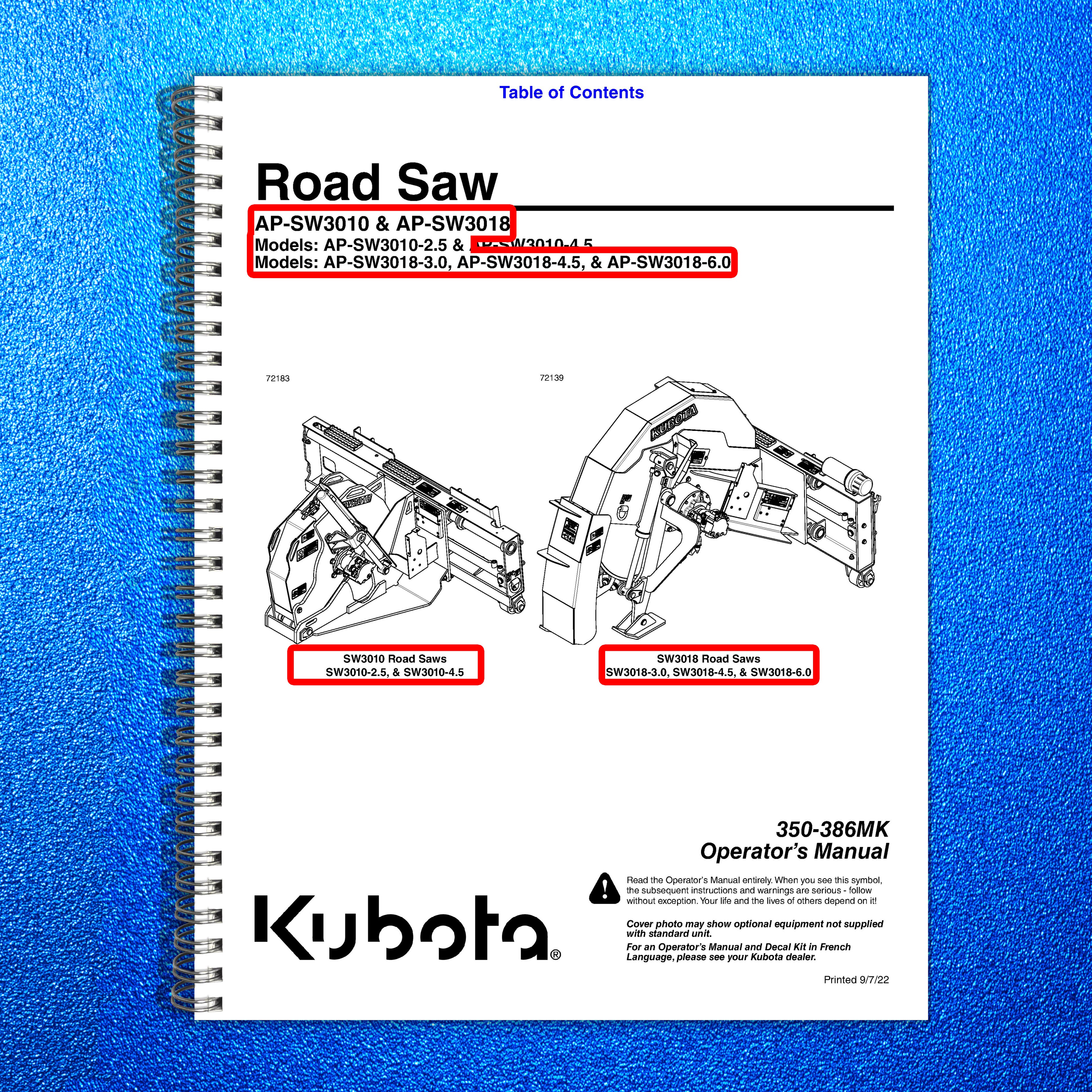 LAND PRIDE SW30 Series Road Saw Operators Manual - WIRE BOUND - TOUGH COVERS