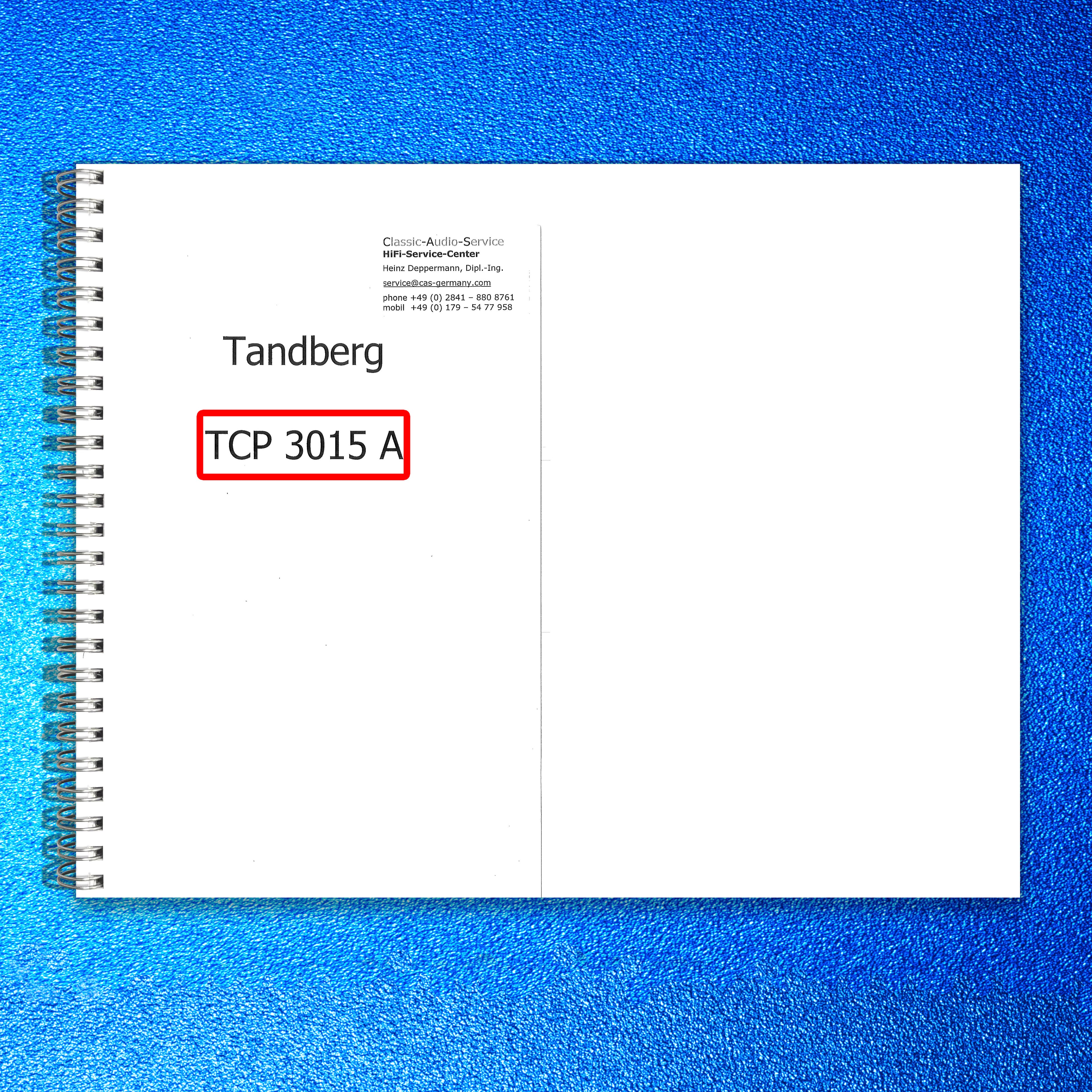 TANDBERG TCP 3015A Service Manual - STEEL WIRE BOUND - PROTECTIVE COVERS