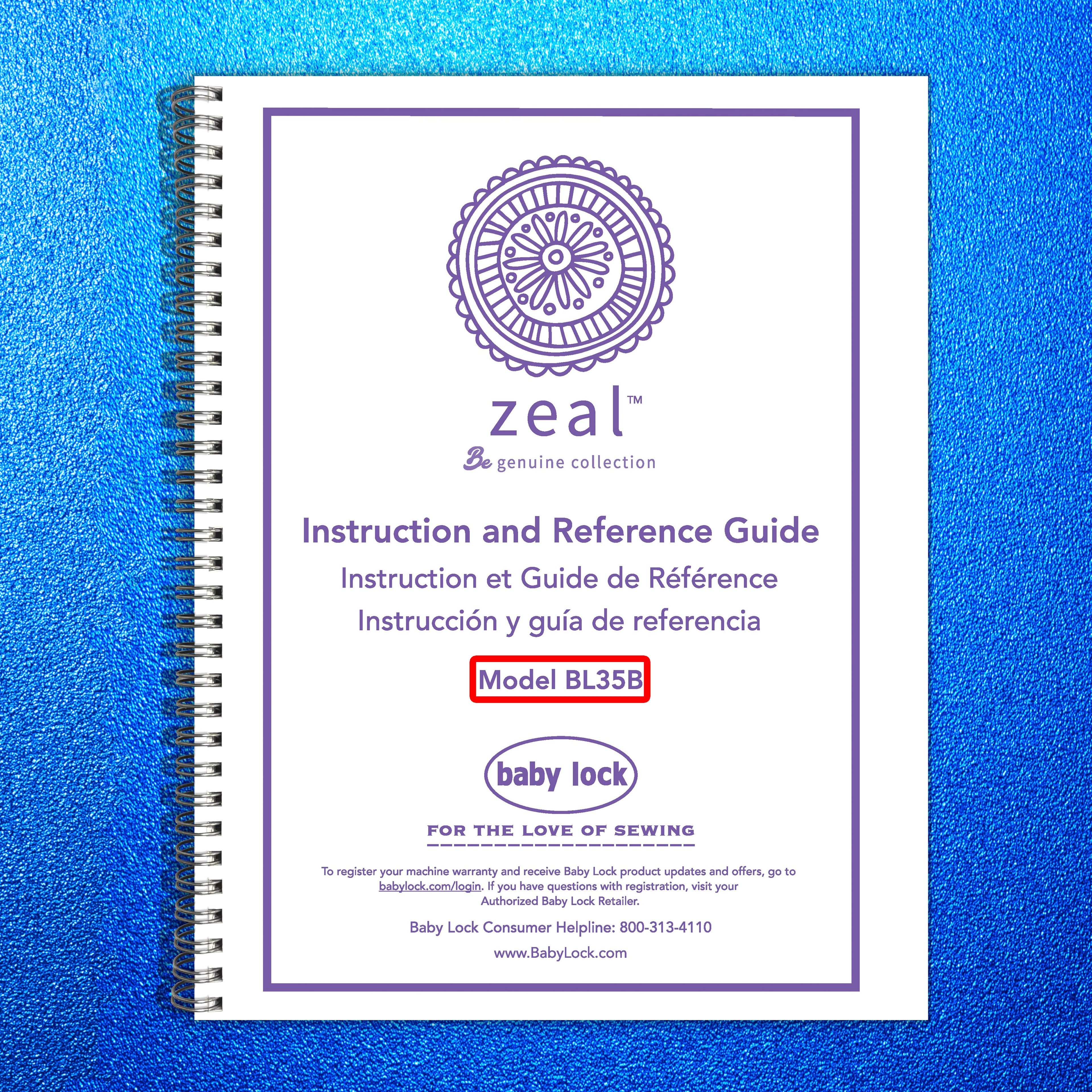 BABY LOCK Zeal BL35B Sewing Machine Instruction Manual - WIRE BOUND - COVERS