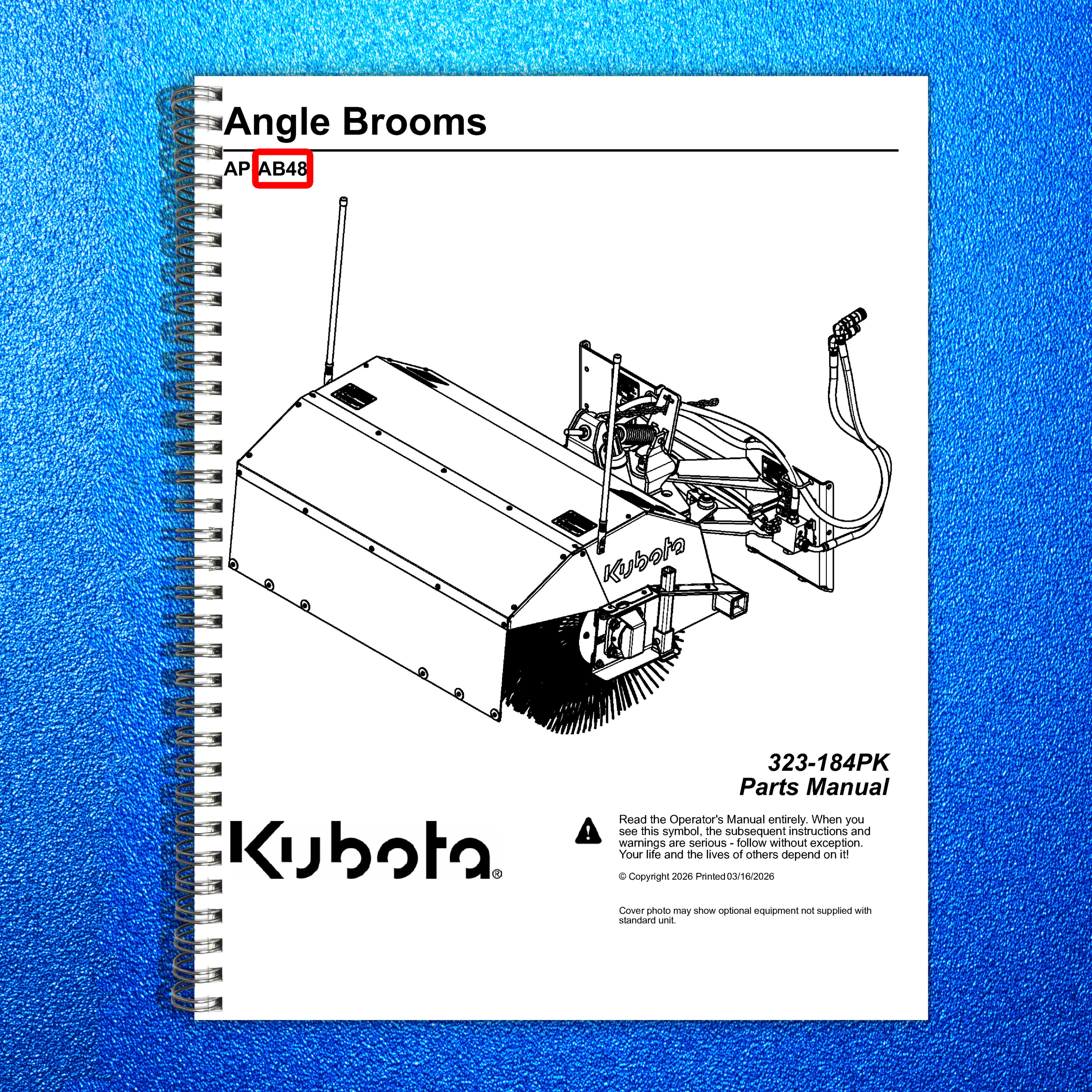 LAND PRIDE AB48 Angle Broom Parts Manual 2026 - STEEL WIRE BOUND - TOUGH COVERS