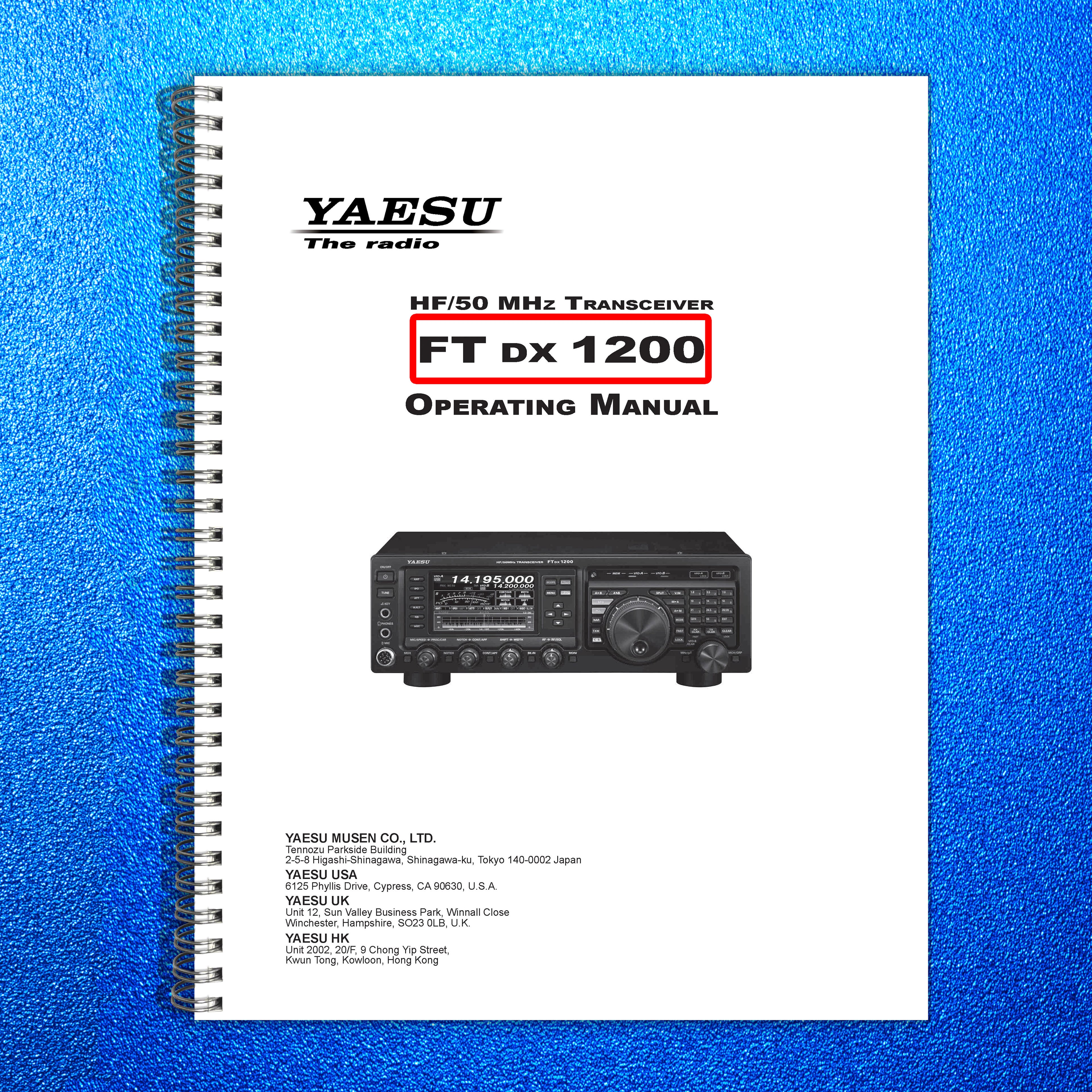 YAESU FTDX1200 Operating Manual - STEEL WIRE BOUND - PROTECTIVE COVERS