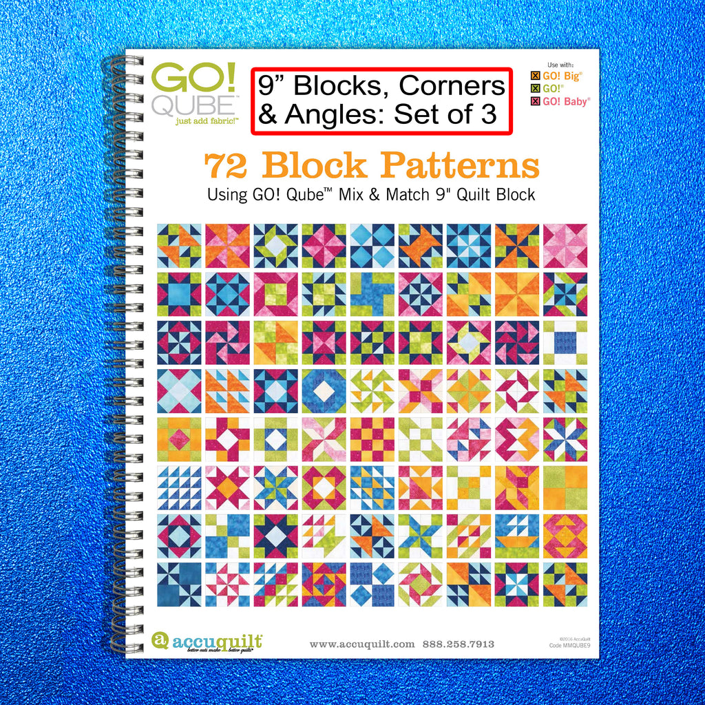 AccuQuilt Go! Qube Manual 9" 3-in-1: BLOCK, CORNERS & ANGLES, 434 PG, Wire Bound