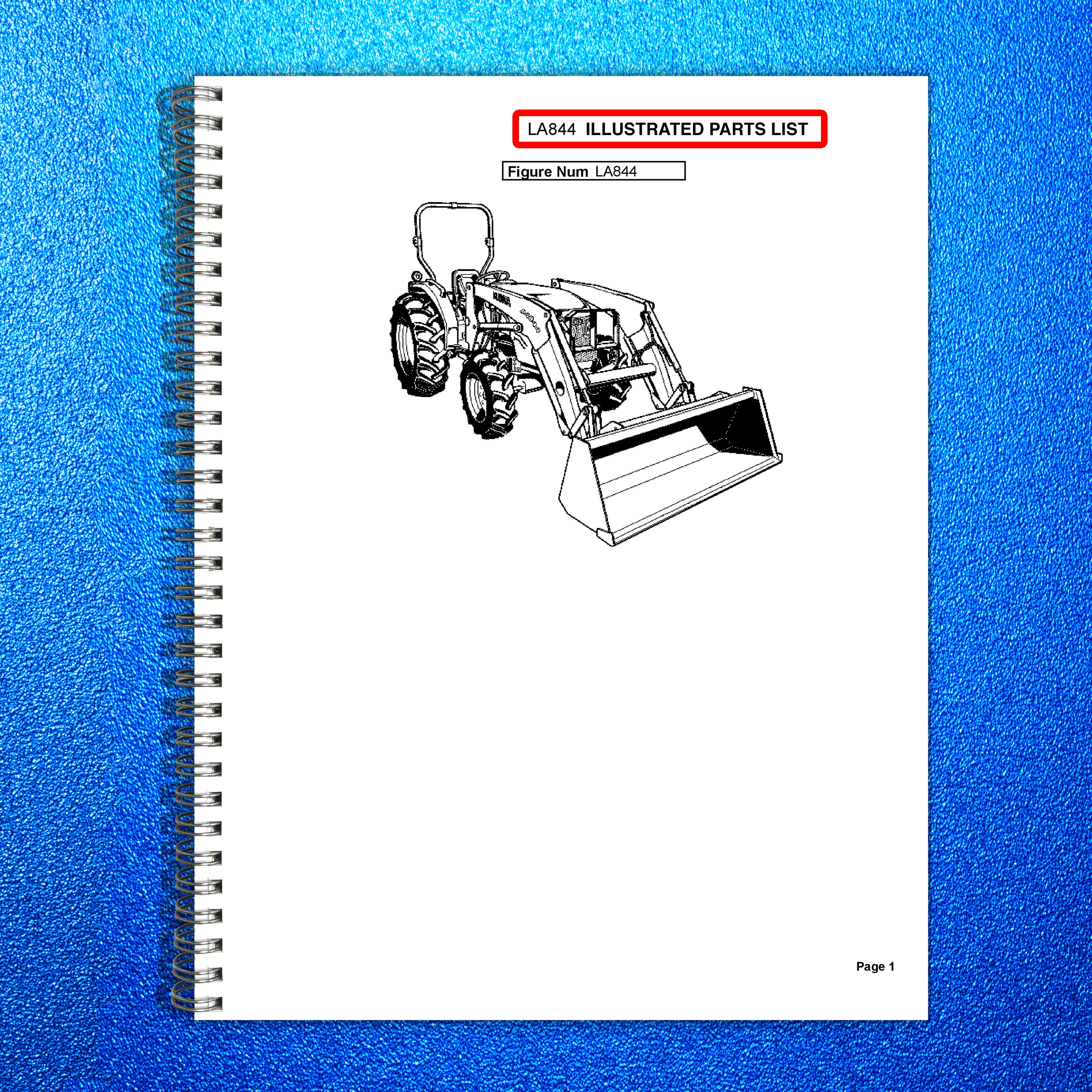 KUBOTA LA844 Loader For MX5100 MX4700 Illustrated Parts List Manual - WIRE BOUND