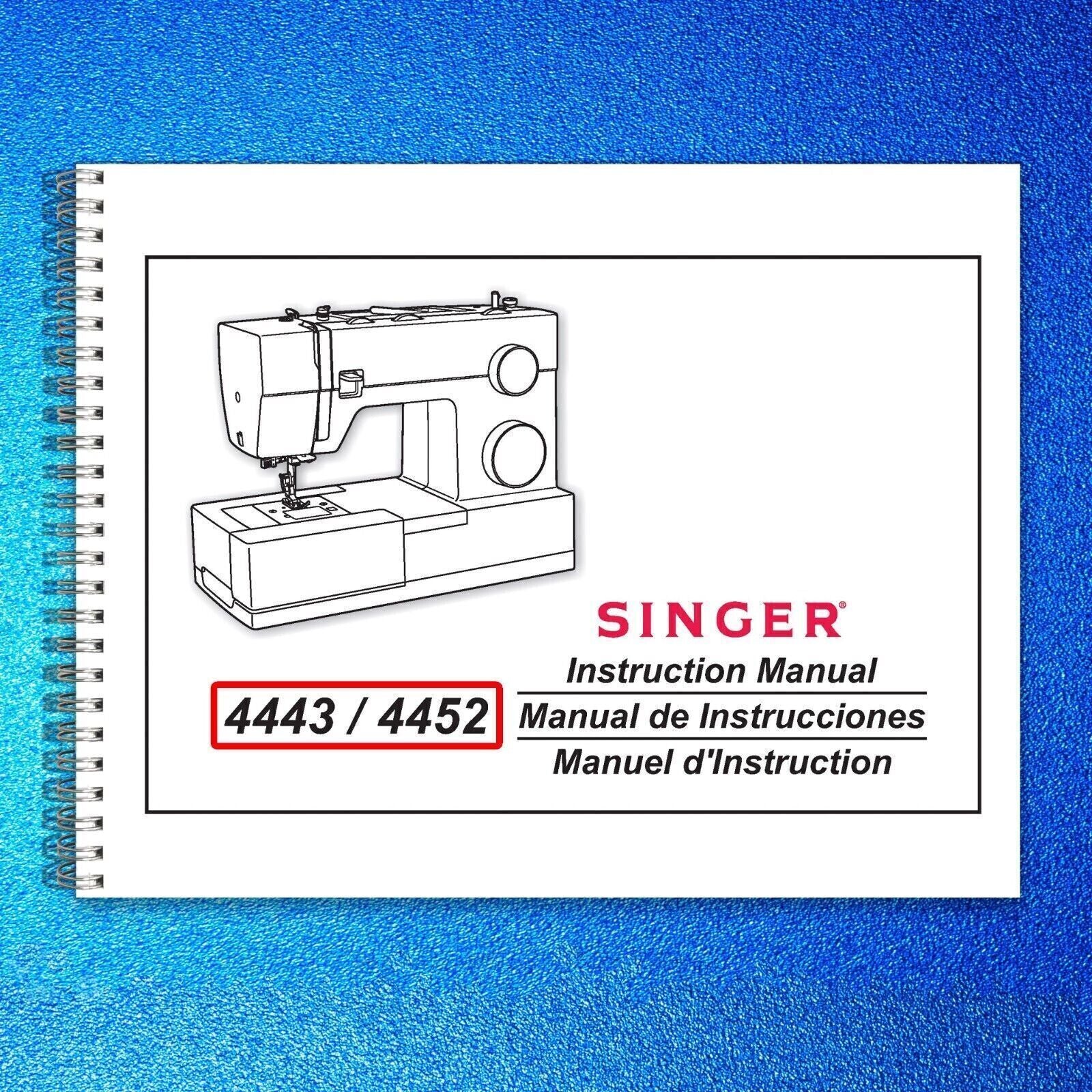 SINGER HEAVY DUTY 4443 4452 Sewing Machine User Manual Instructions, Wire-Bound