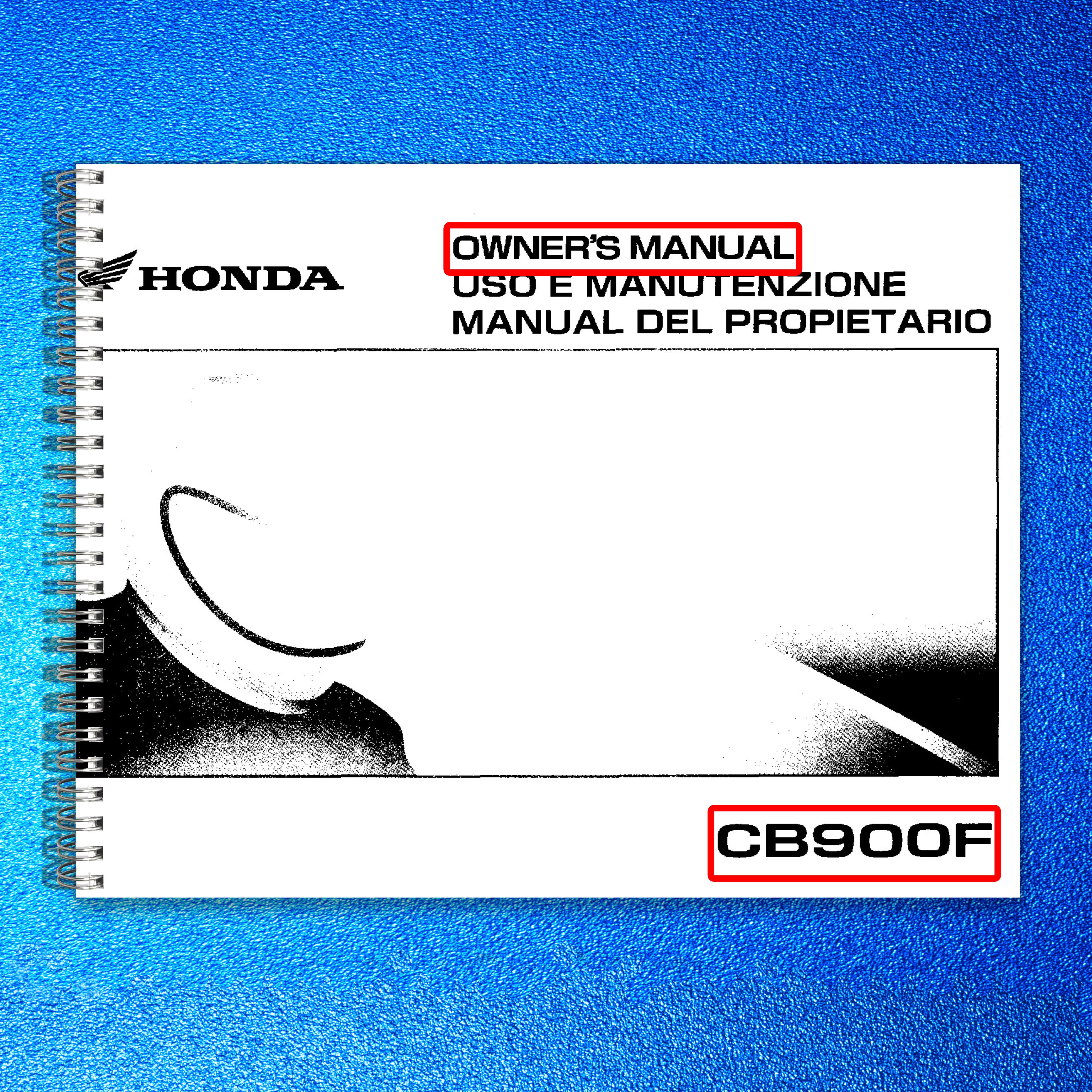 HONDA CB900F Motorcycle Owners Manual 2004 - BOUND - COVERS - XL FOLDOUT PAGES