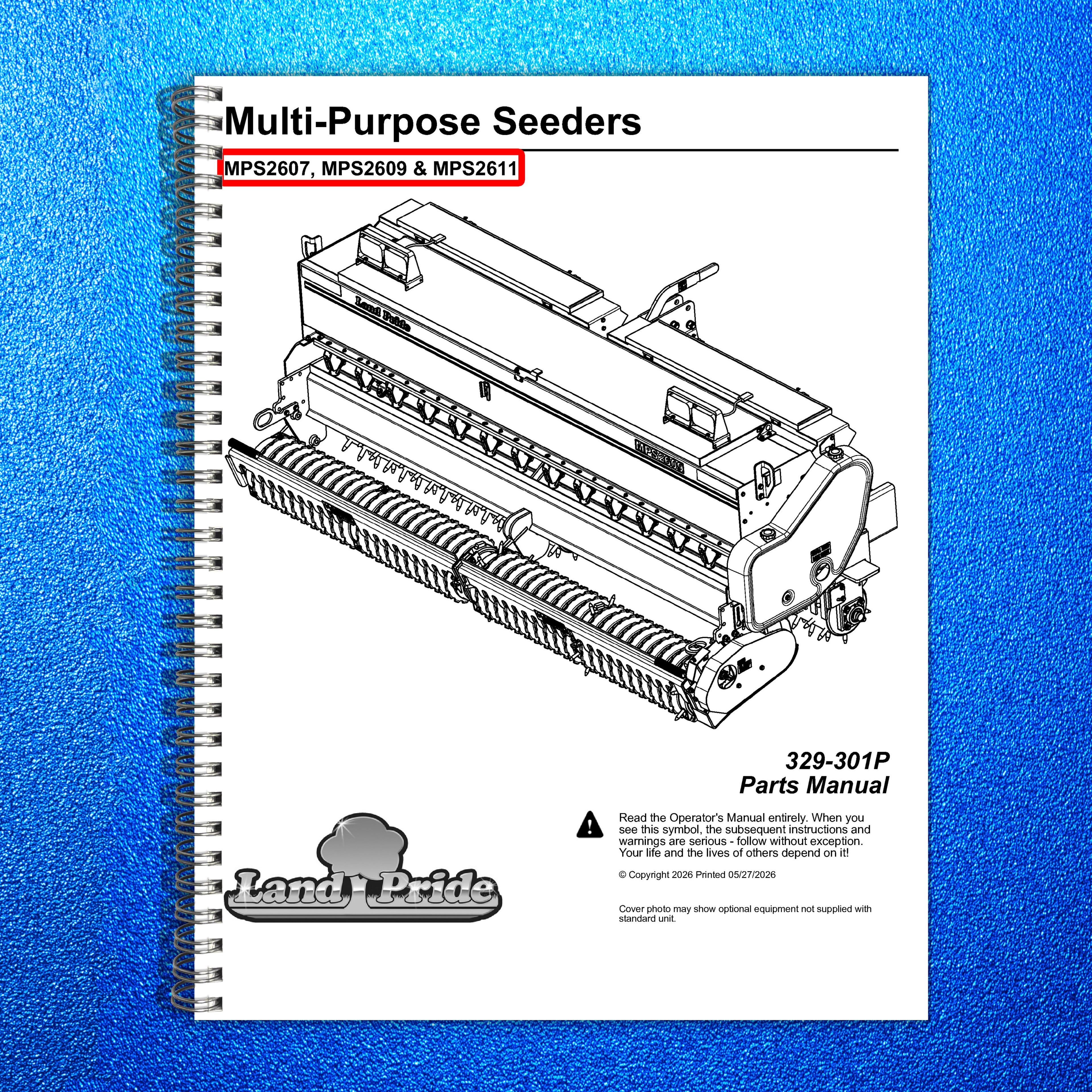LAND PRIDE MPS26 Series Multi-purpose Seeder Parts Manual 2026 - WIRE BOUND