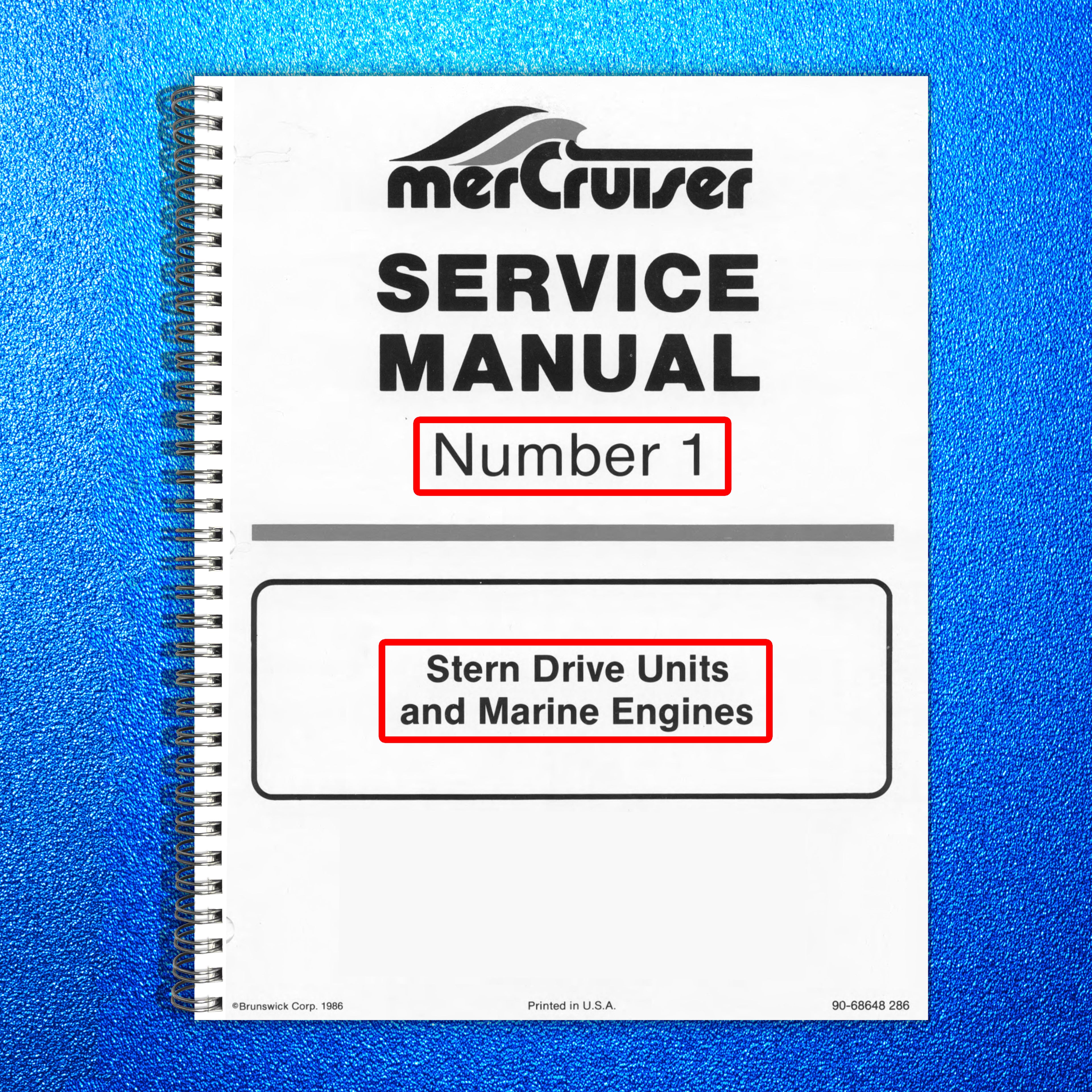 MERCURY MERCRUISER NO. 1 STERN DRIVE MARINE ENGINES SERVICE MANUAL - WIRE BOUND