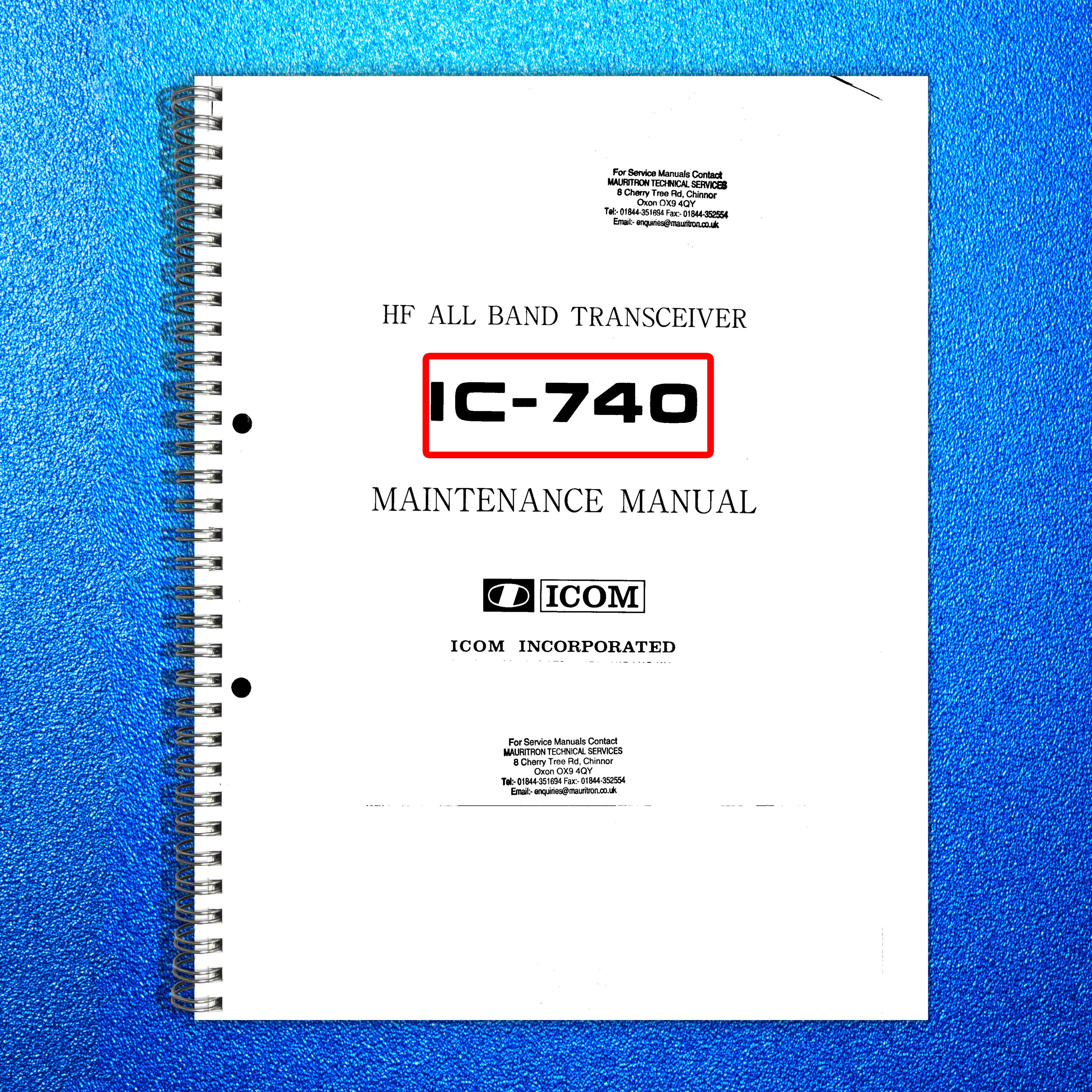 ICOM IC-740 HF Transceiver Instruction Manual - STEEL WIRE BOUND - TOUGH COVERS