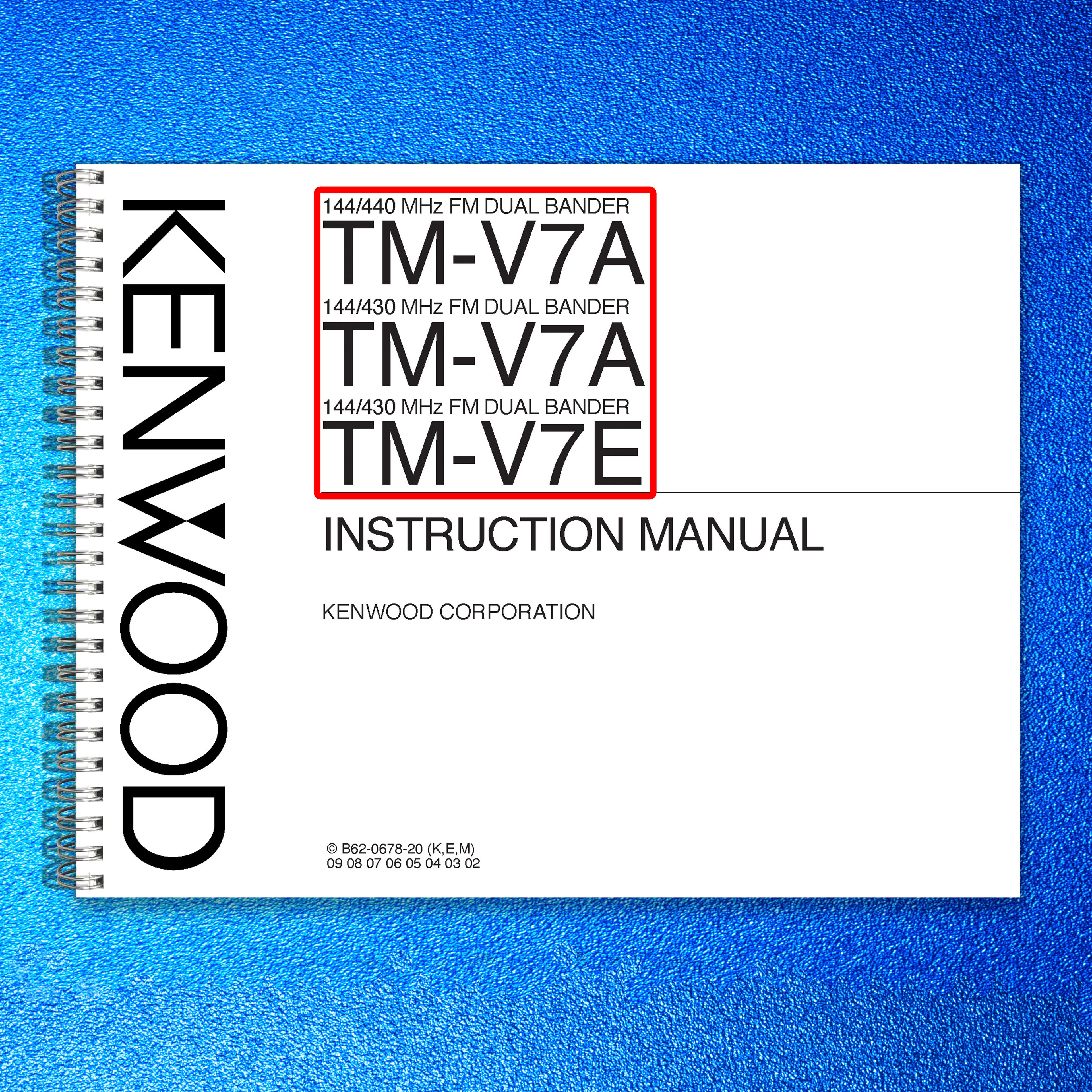 KENWOOD TM-V7A TM-V7E INSTRUCTION MANUAL - STEEL WIRE BOUND - PROTECTIVE COVERS