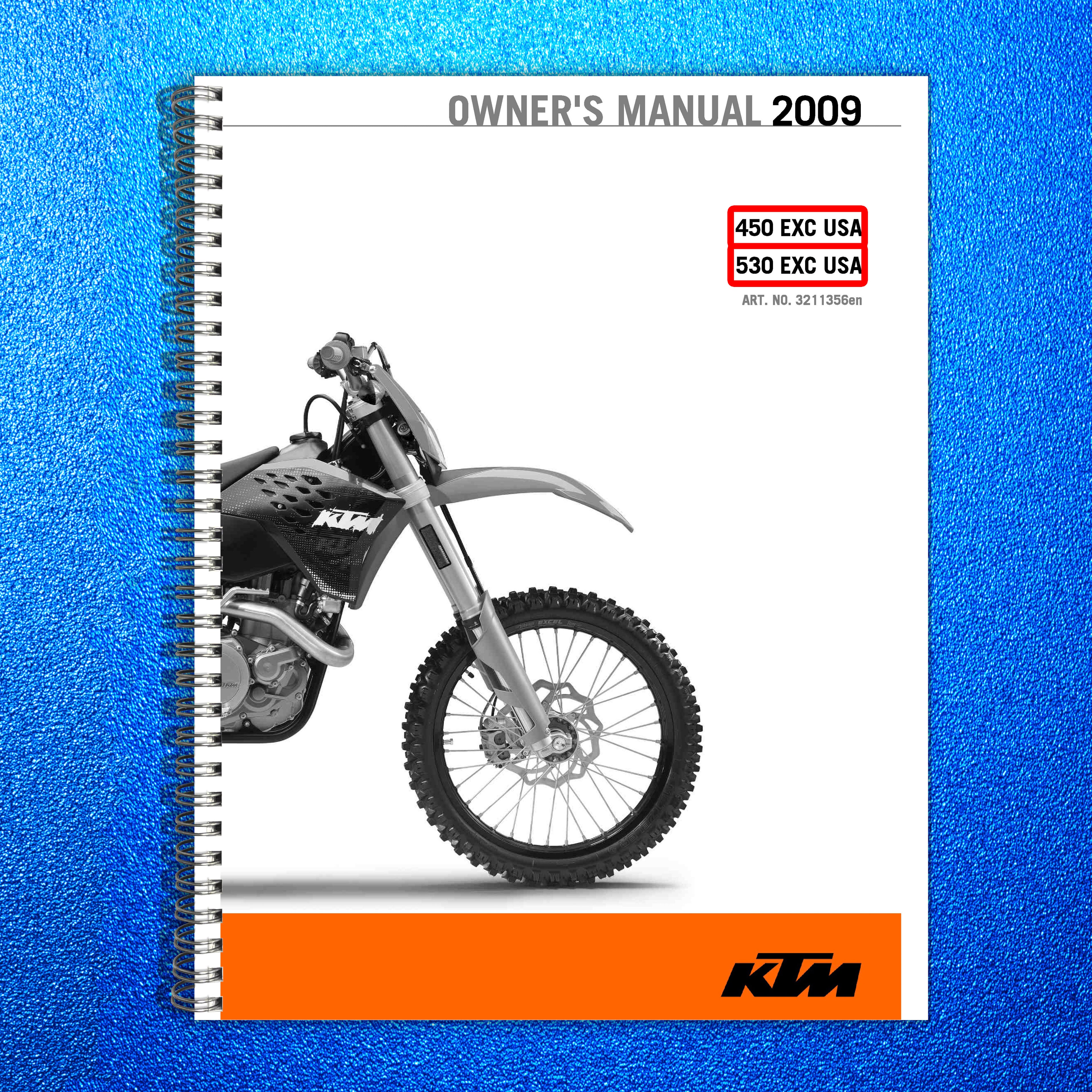 KTM 450 EXC 530 EXC USA Owners Manual 2009 - STEEL WIRE BOUND - TOUGH COVERS