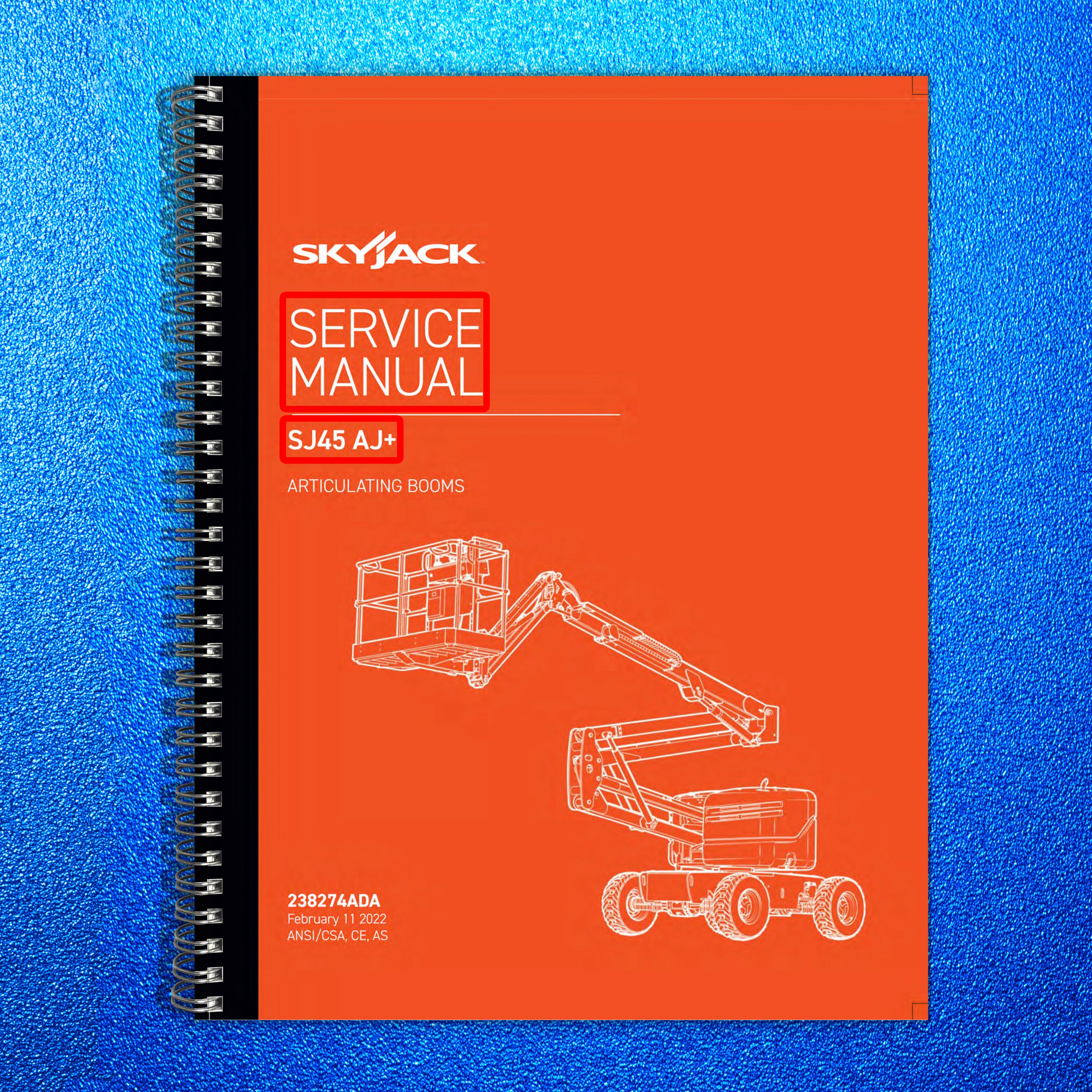 SKYJACK SJ45 AJ Articulating Boom Service Manual 2022 - WIRE BOUND - COVERS