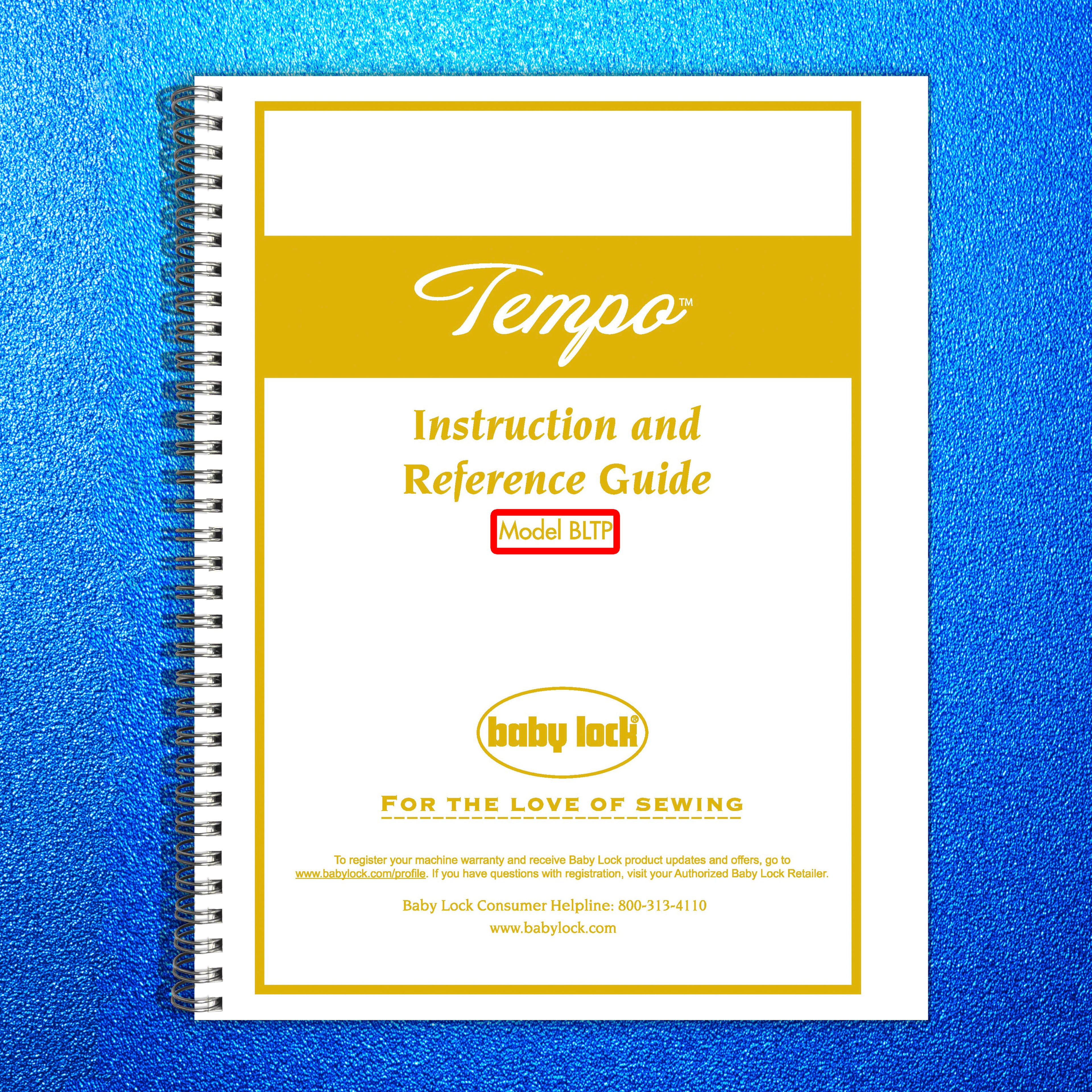BABY LOCK Tempo BLTP Sewing Machine Instruction Manual - WIRE BOUND - COVERS