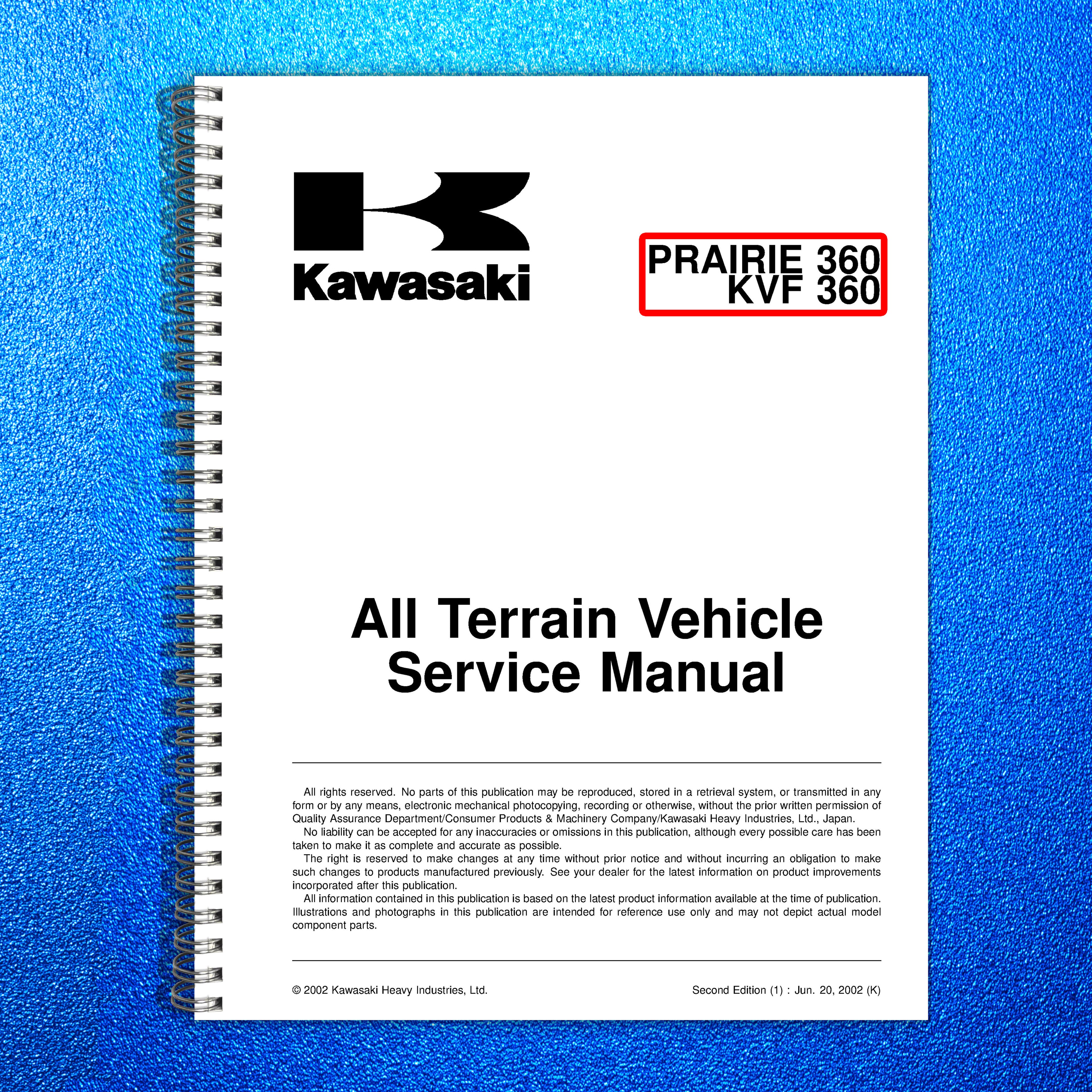 KAWASAKI Prairie 360 KVF 360 All Terrain Vehicle Service Manual 2002 - BOUND