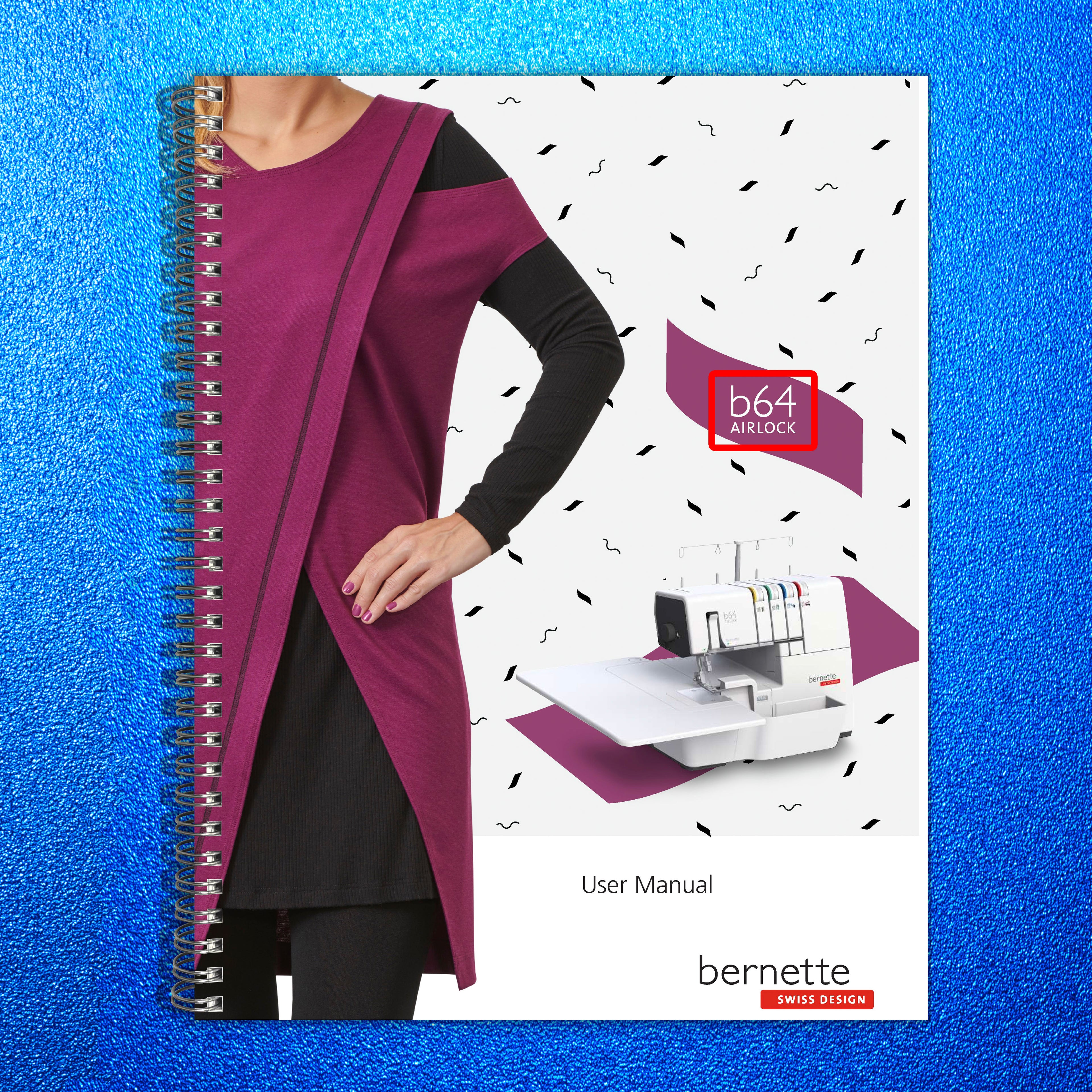 BERNINA Bernette B64 Airlock Serger Instruction Manual - WIRE BOUND - COVERS
