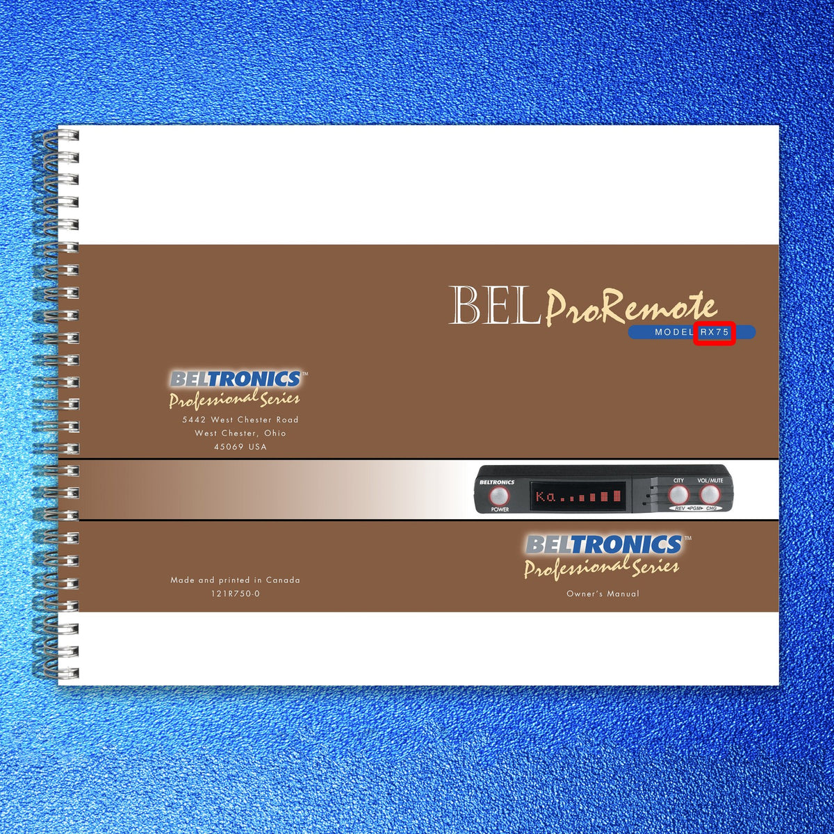 BELTRONICS Bel Pro Remote RX75 Radar Detector Owners Manual - WIRE BOUND