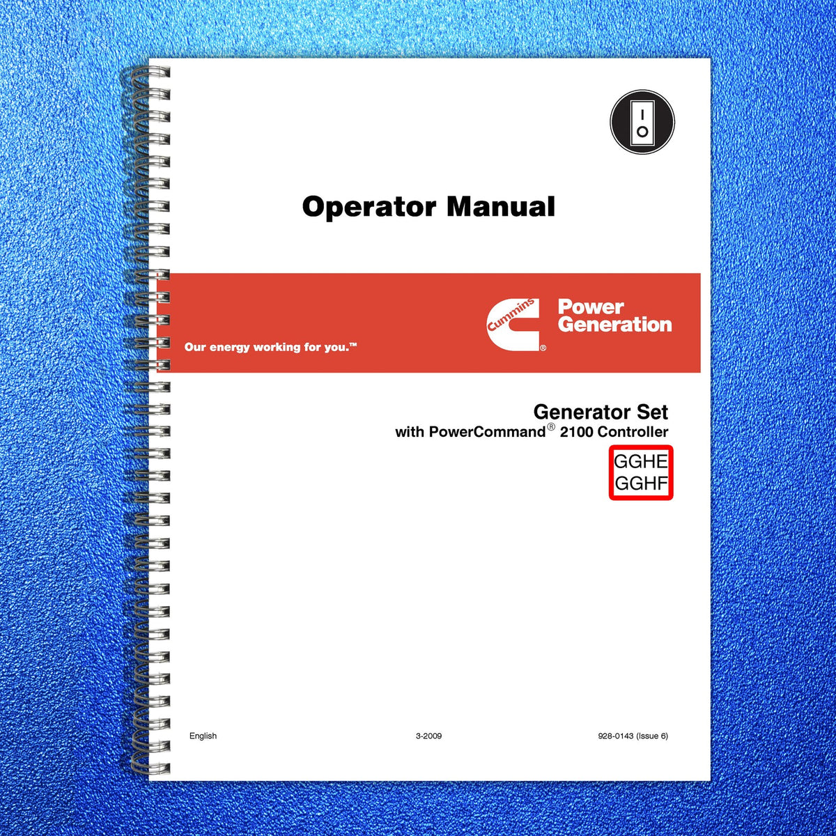 ONAN GGHE GGHF Genset With PowerCommand 2100 Operator Manual 2009 - WIRE BOUND