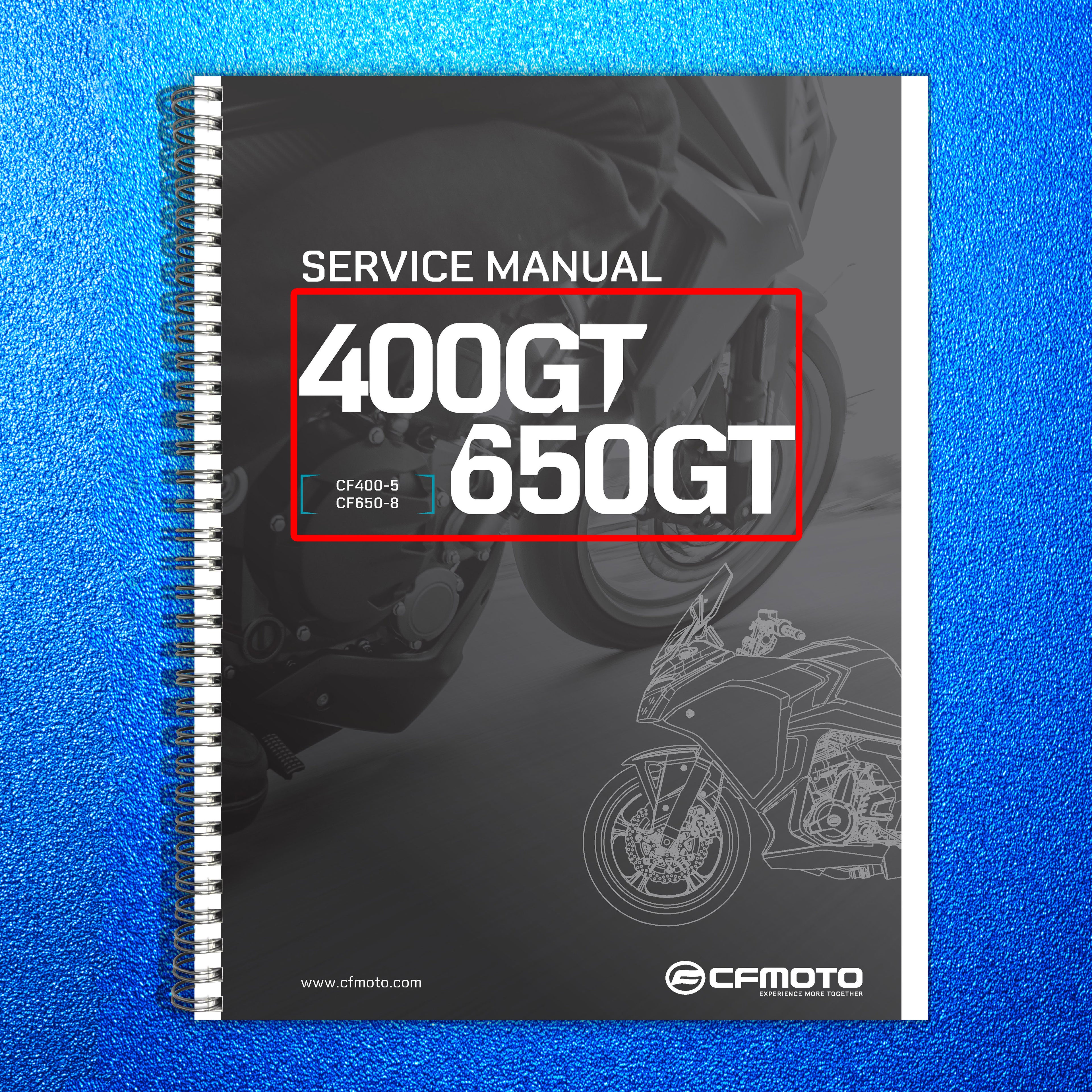 CFMOTO 400GT 650GT CF400-5 CF650-8 Service Manual 2019, BOUND, COVERS, FOLDOUTS