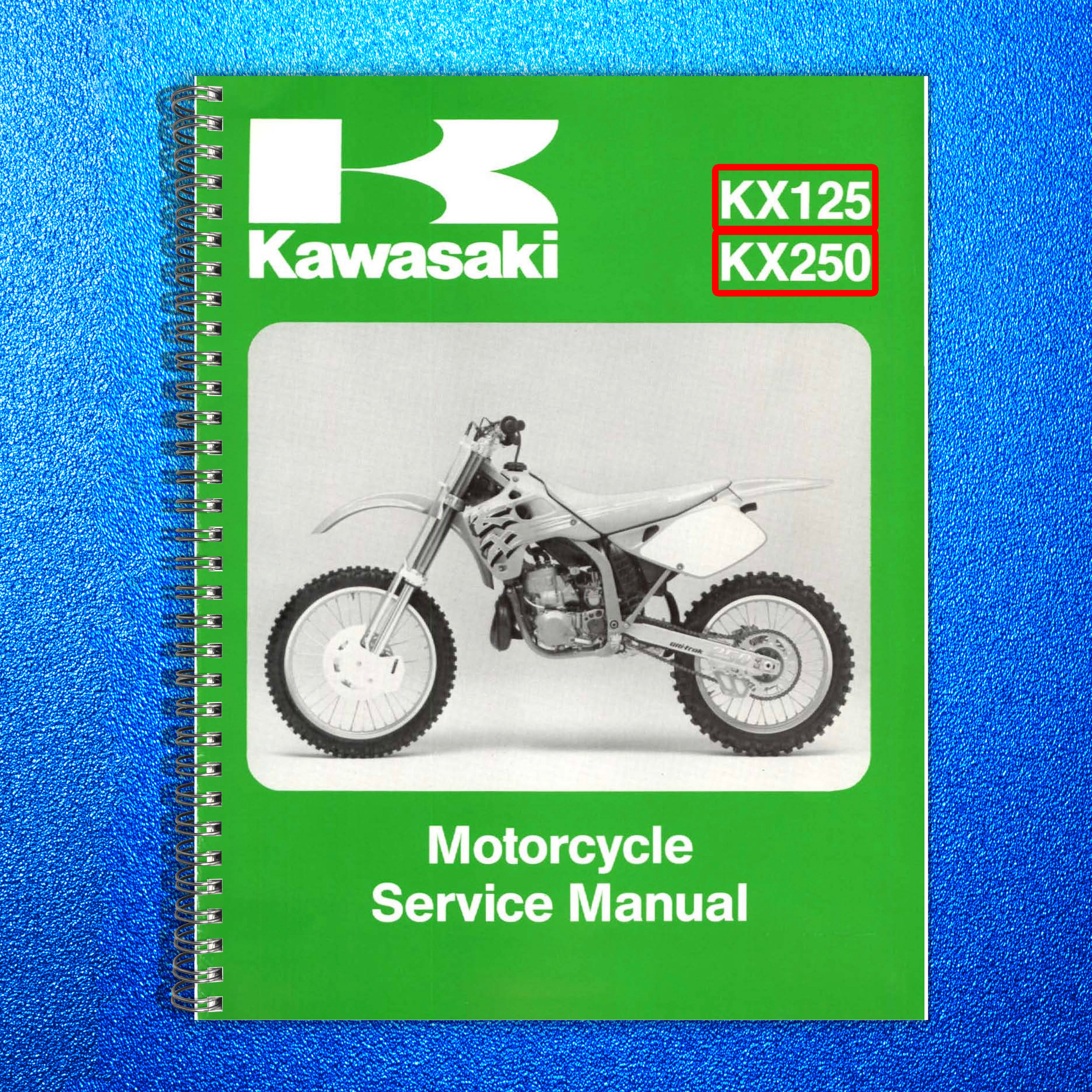 KAWASAKI KX125 KX250 Motorcycle Service Manual 1992-1993 - WIRE BOUND - COVERS