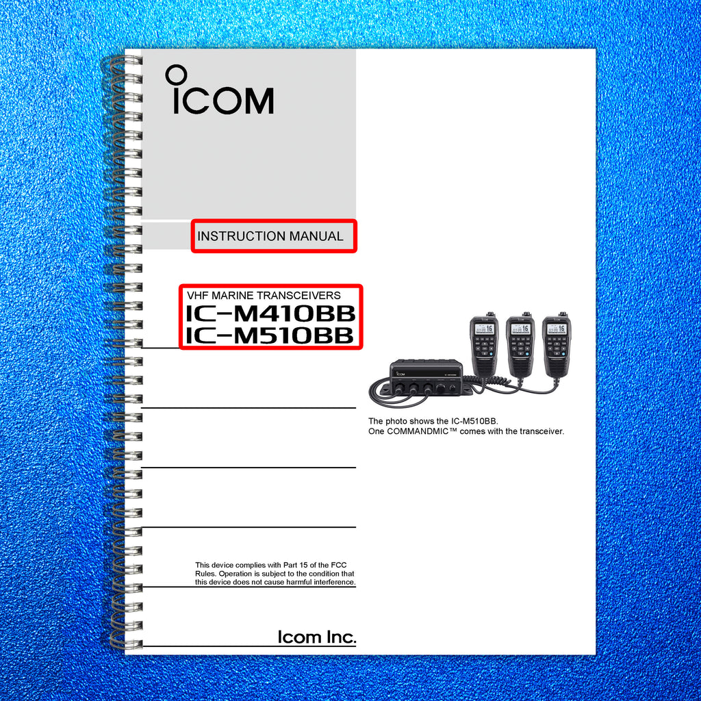 ICOM Marine Transcievers IC-M410BB IC-M510BB Instrution Manual WIRE BOUND&COVERS