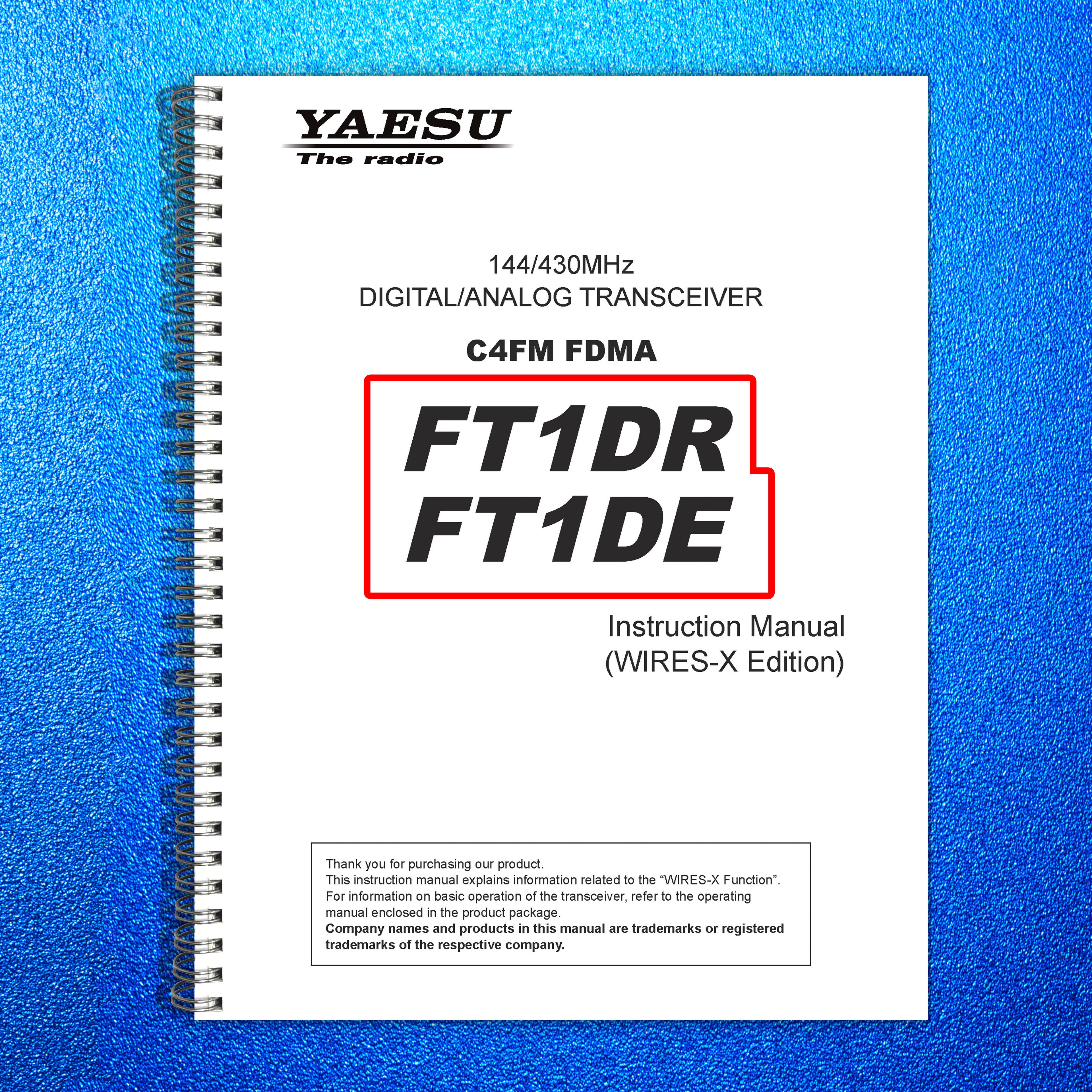 YAESU FT1DR Amateur Radio Instruction Manual - STEEL WIRE BOUND - TOUGH COVERS