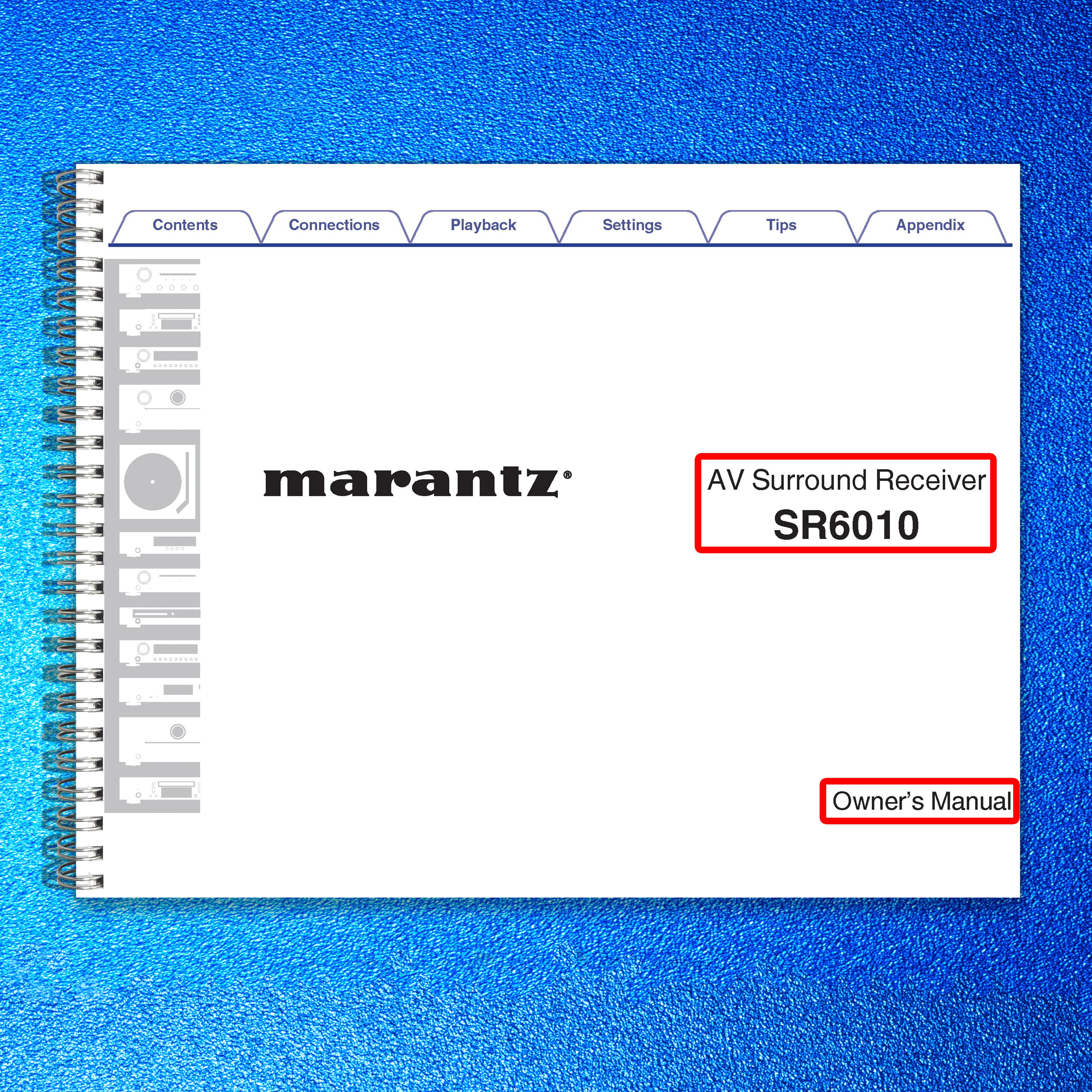 MARANTZ SR6010 Receiver User Manual - STEEL WIRE BOUND - PROTECTIVE COVERS