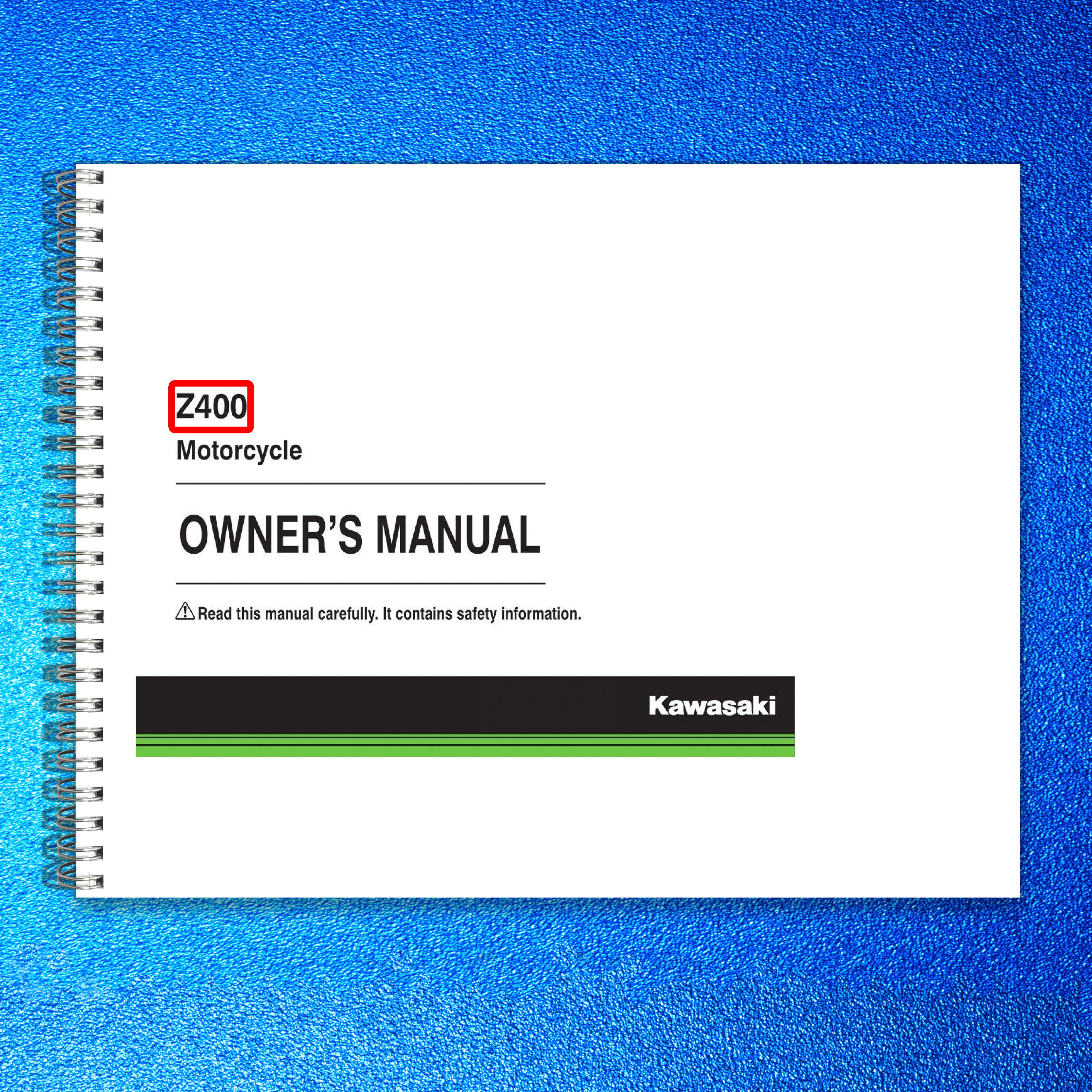KAWASAKI Z400 Motorcycle Owners Manual - STEEL WIRE BOUND - PROTECTIVE COVERS