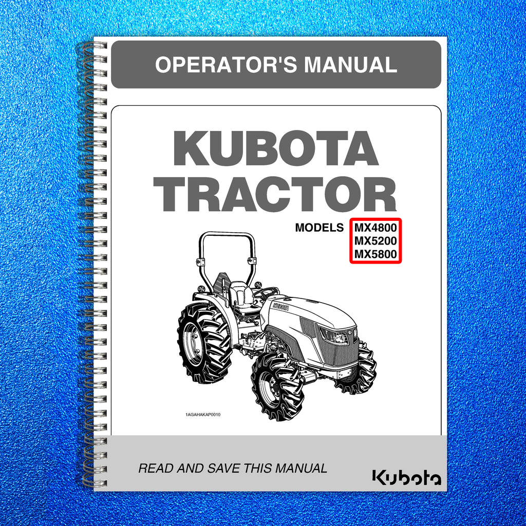 KUBOTA MX4800 MX5200 MX5800 OPERATORS MANUAL - WIRE BOUND - PROTECTIVE COVERS