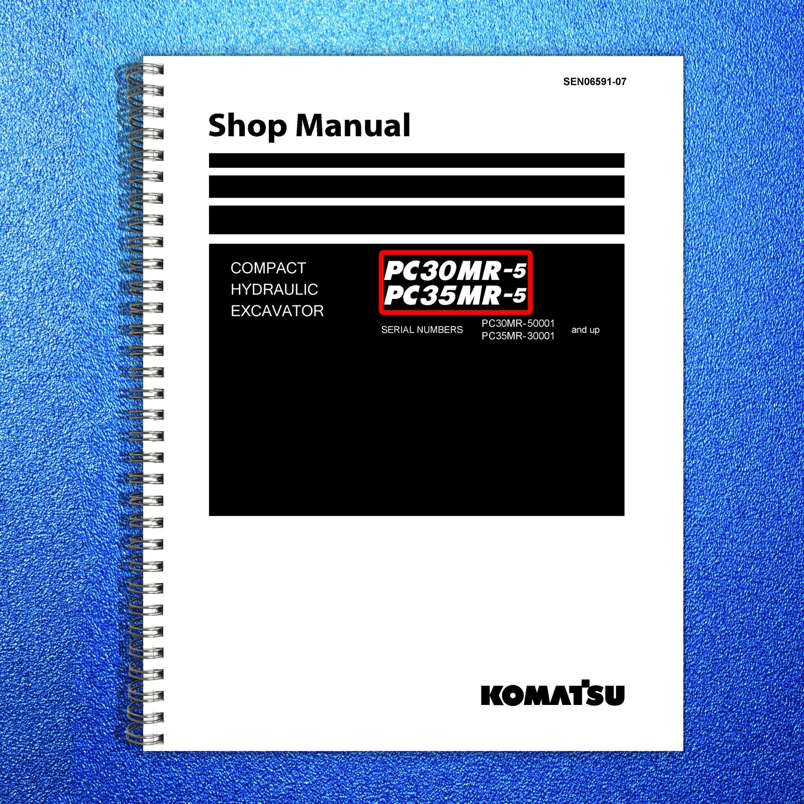 KOMATSU PC30MR-5 PC35MR-5 Hydraulic Excavator Shop Manual - WIRE BOUND - COVERS