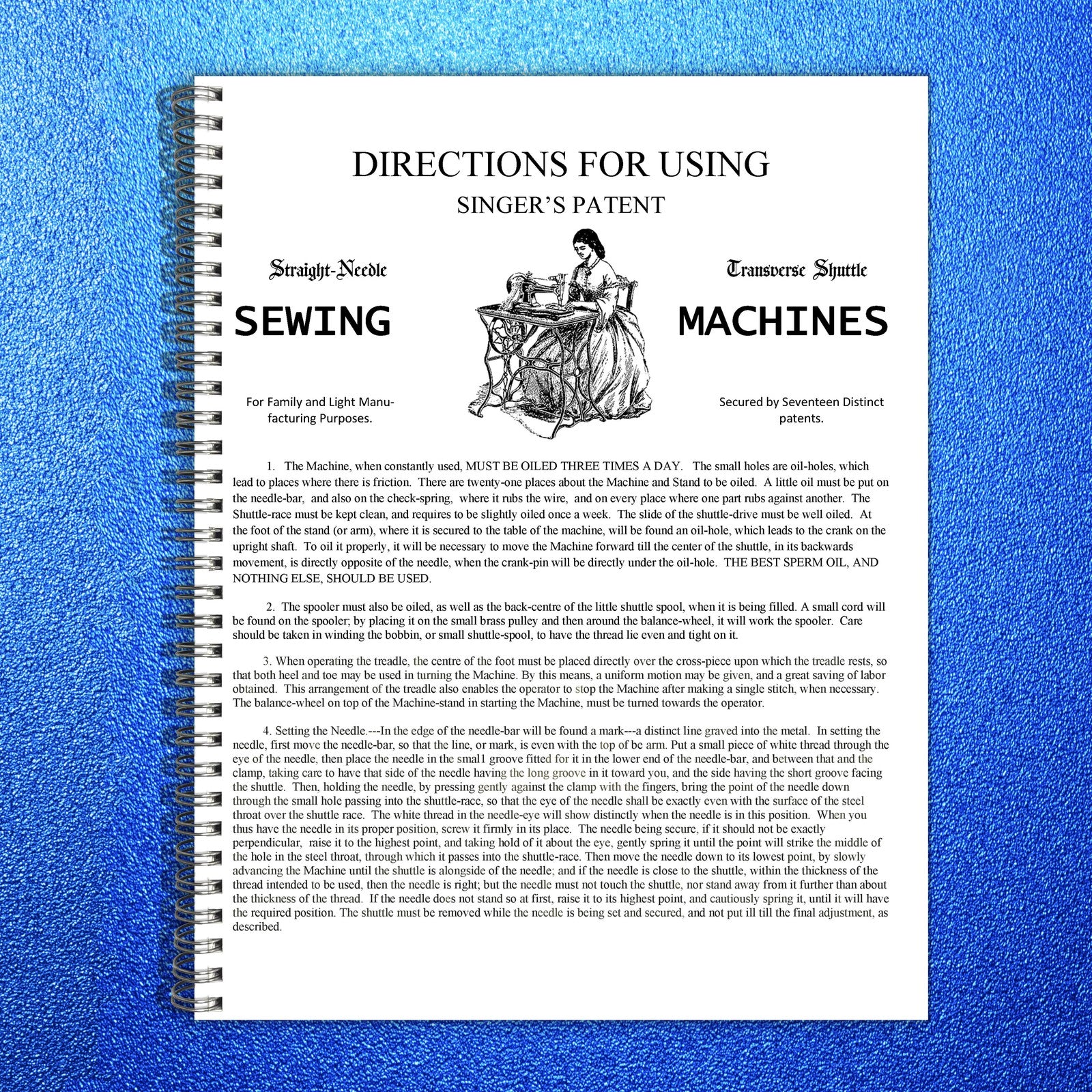 SINGER Straight-Needle Transverse Shuttle Instruction Manual - WIRE BOUND