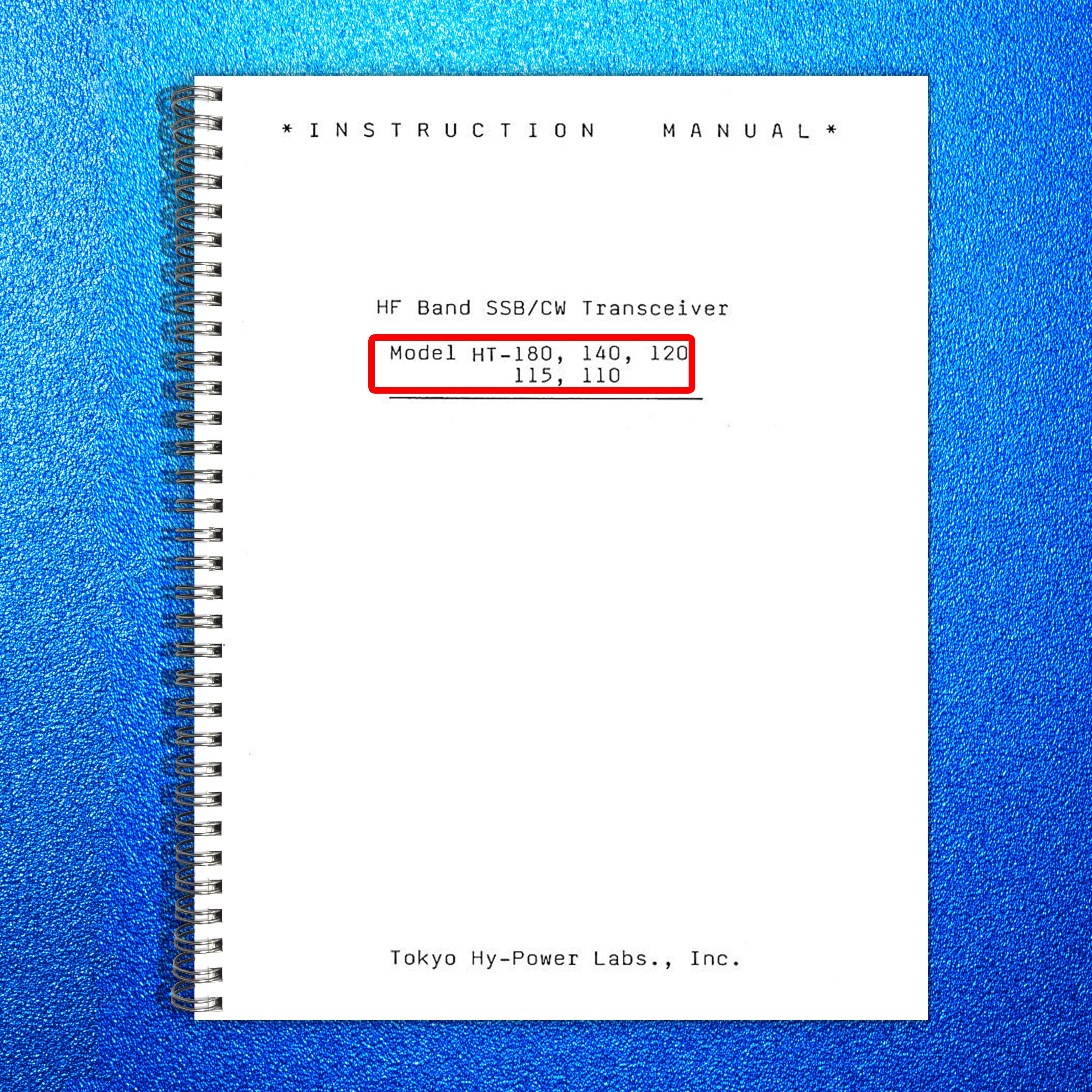 TOKYO HY-POWER HT-180 HT-140 HT-120 HT-115 HT-110 Instruction Manual - BOUND