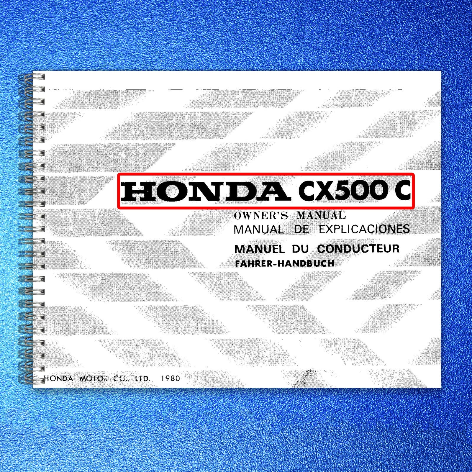 HONDA CX500 C Owners Manual 1980 - BOUND - COVERS - XL FOLDOUT PAGES