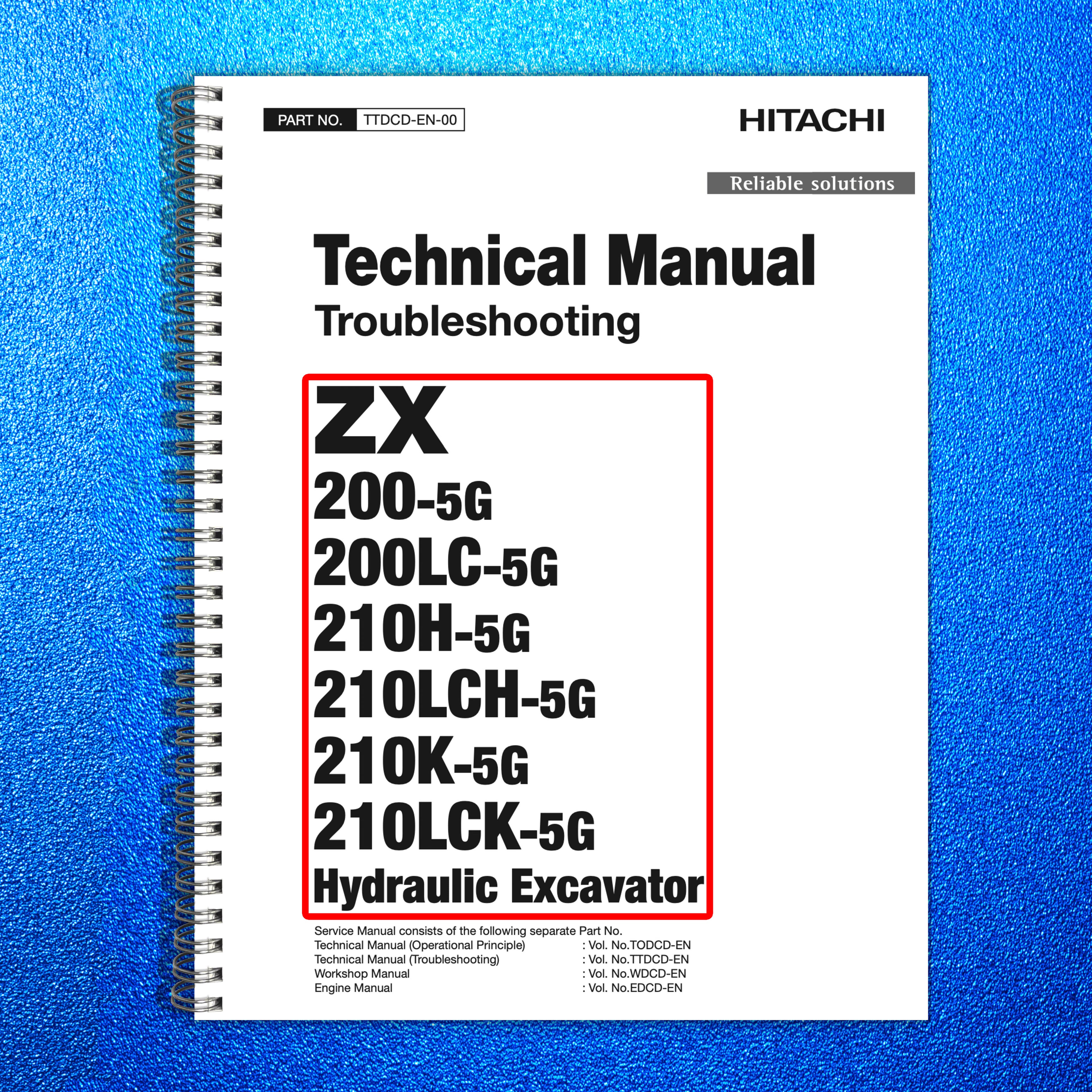 HITACHI ZX200-5G LC 210H LCH K 210LCK-56 TECHNICAL WORKSHOP MANUAL - WIRE BOUND