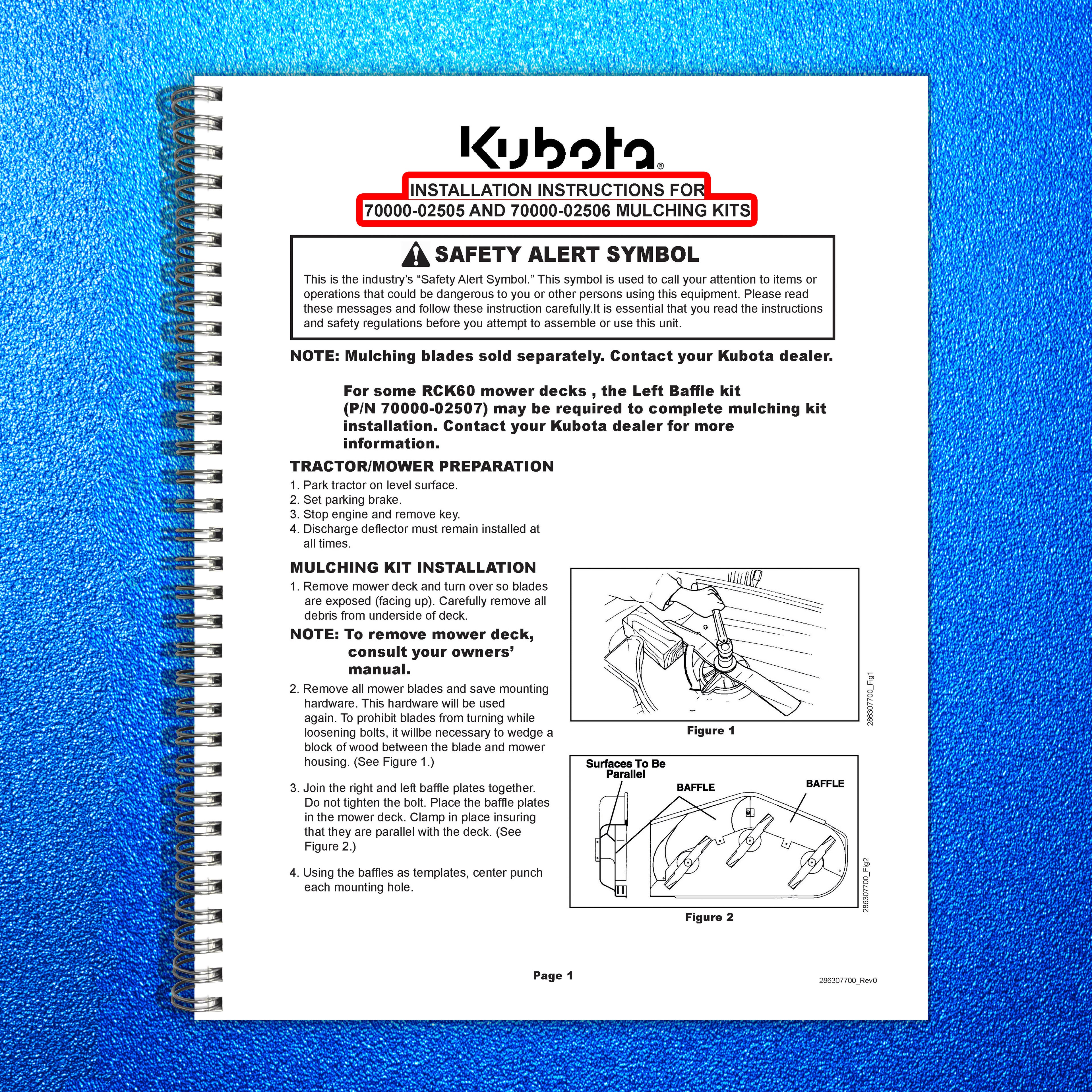 KUBOTA RCK60B-22BX Mulching Kit Installation Instructions Manual - WIRE BOUND