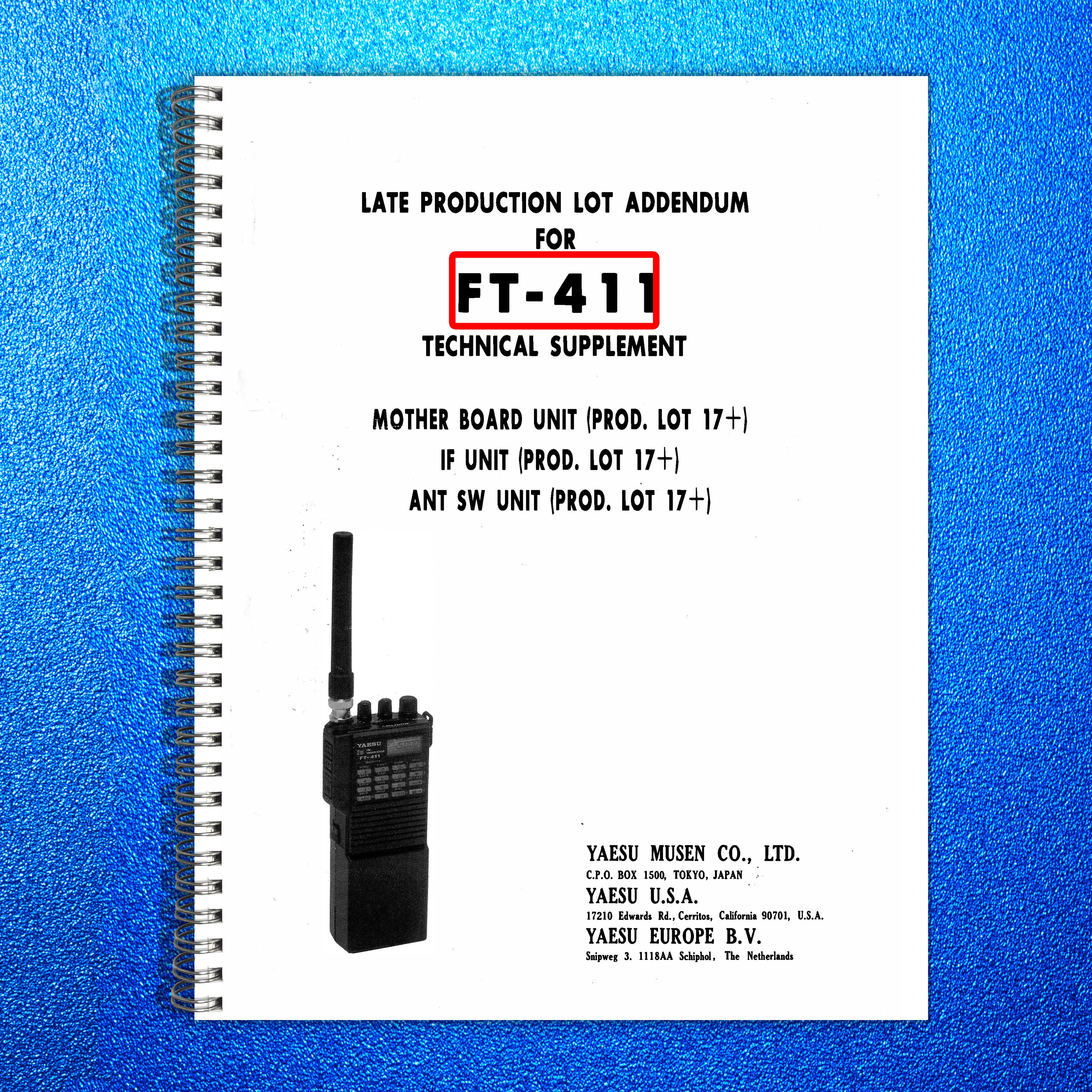 YAESU FT-411 Service Manual Technical Supplement - WIRE BOUND - TOUGH COVERS