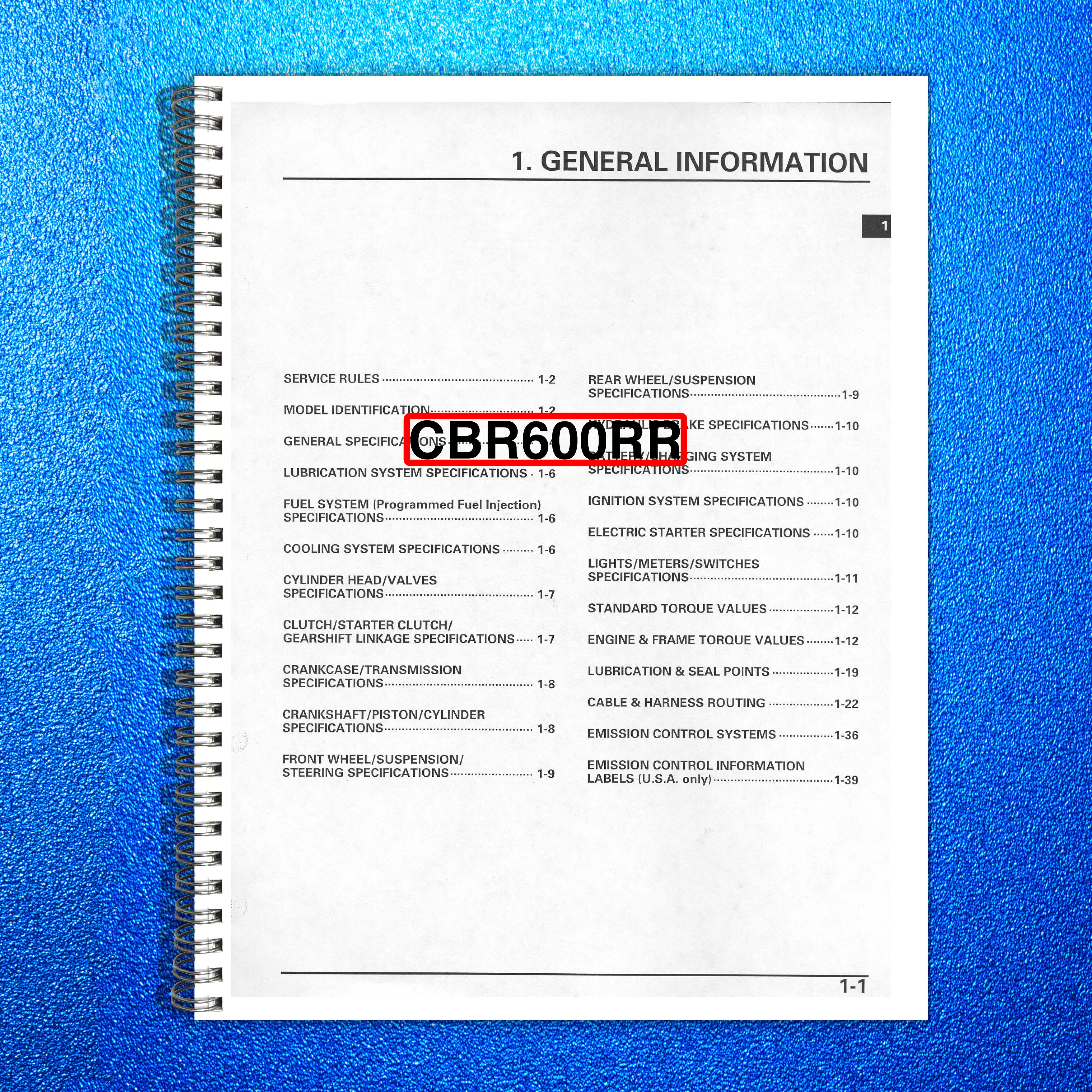 HONDA CBR600RR Service Manual 2003-2004 - STEEL WIRE BOUND - PROTECTIVE COVERS